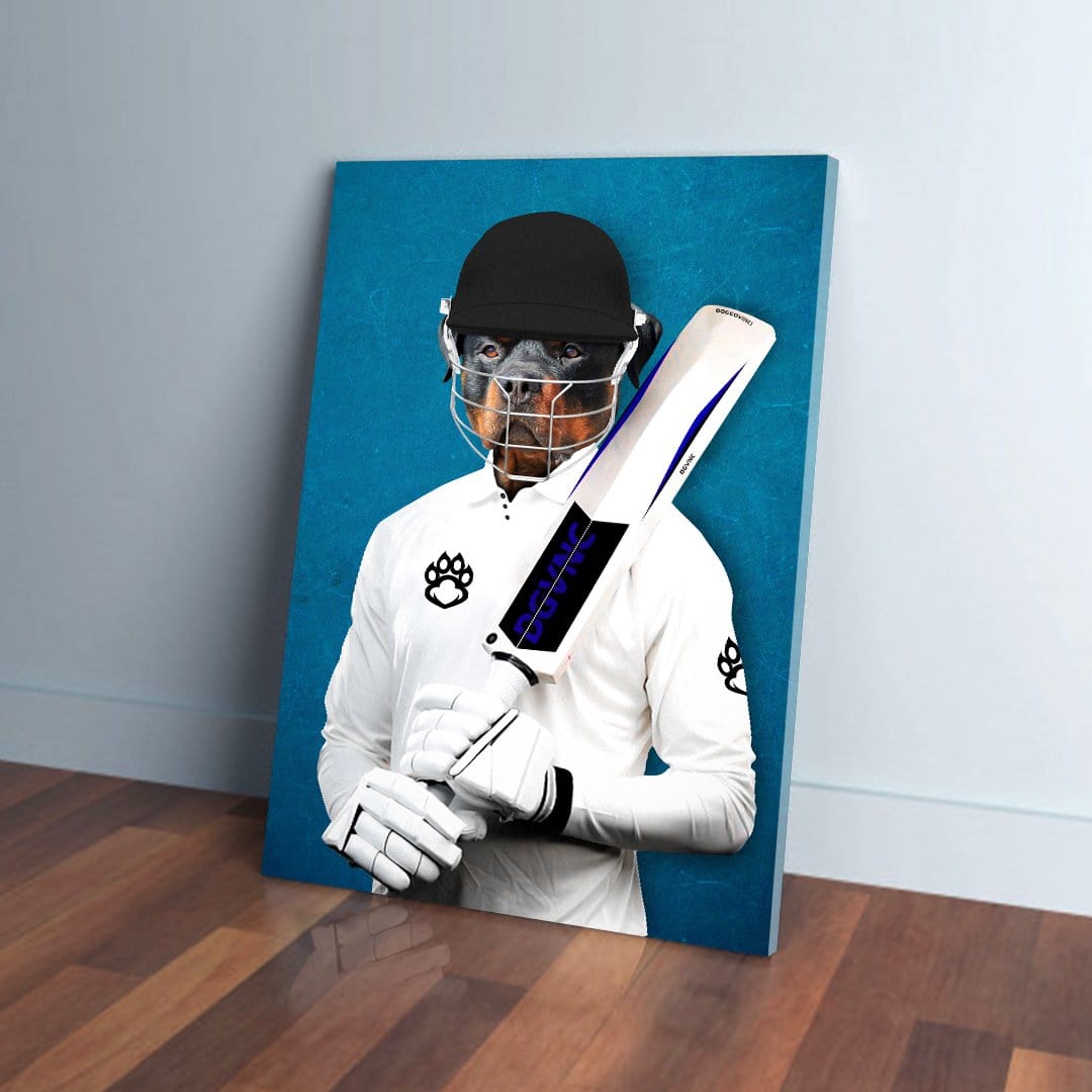 &#39;The Cricket Player&#39; Personalized Pet Canvas
