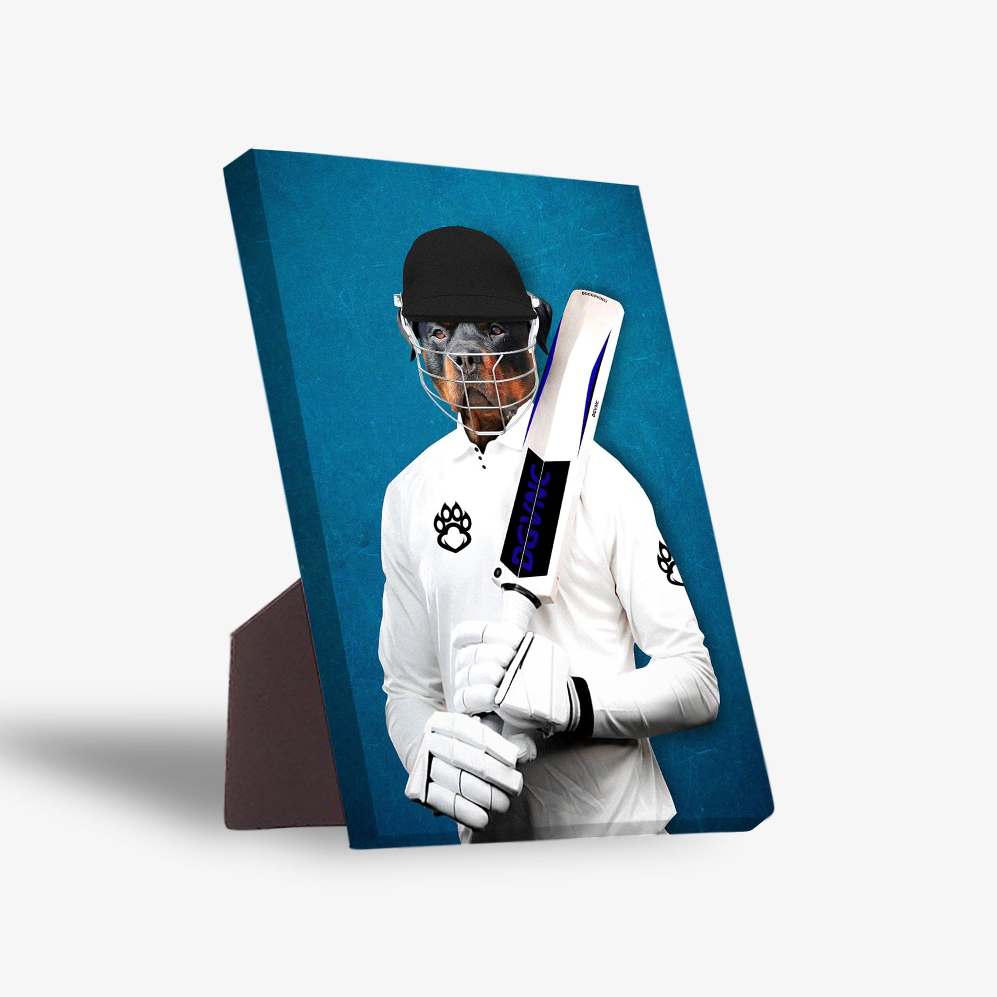 &#39;The Cricket Player&#39; Personalized Pet Standing Canvas