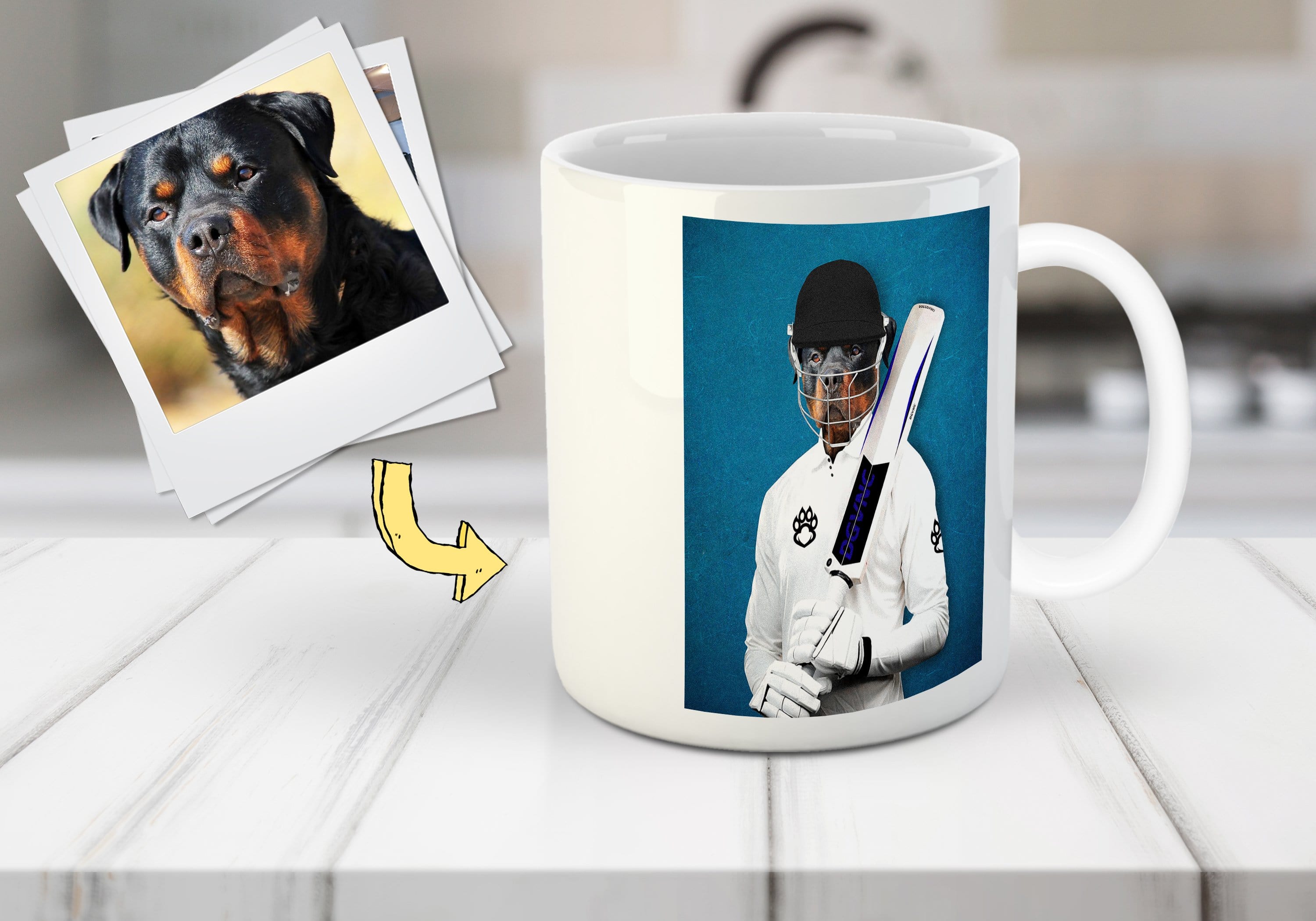 &#39;The Cricket Player&#39; Personalized Pet Mug