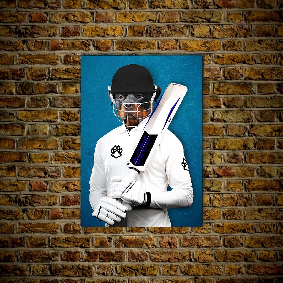 &#39;The Cricket Player&#39; Personalized Pet Poster