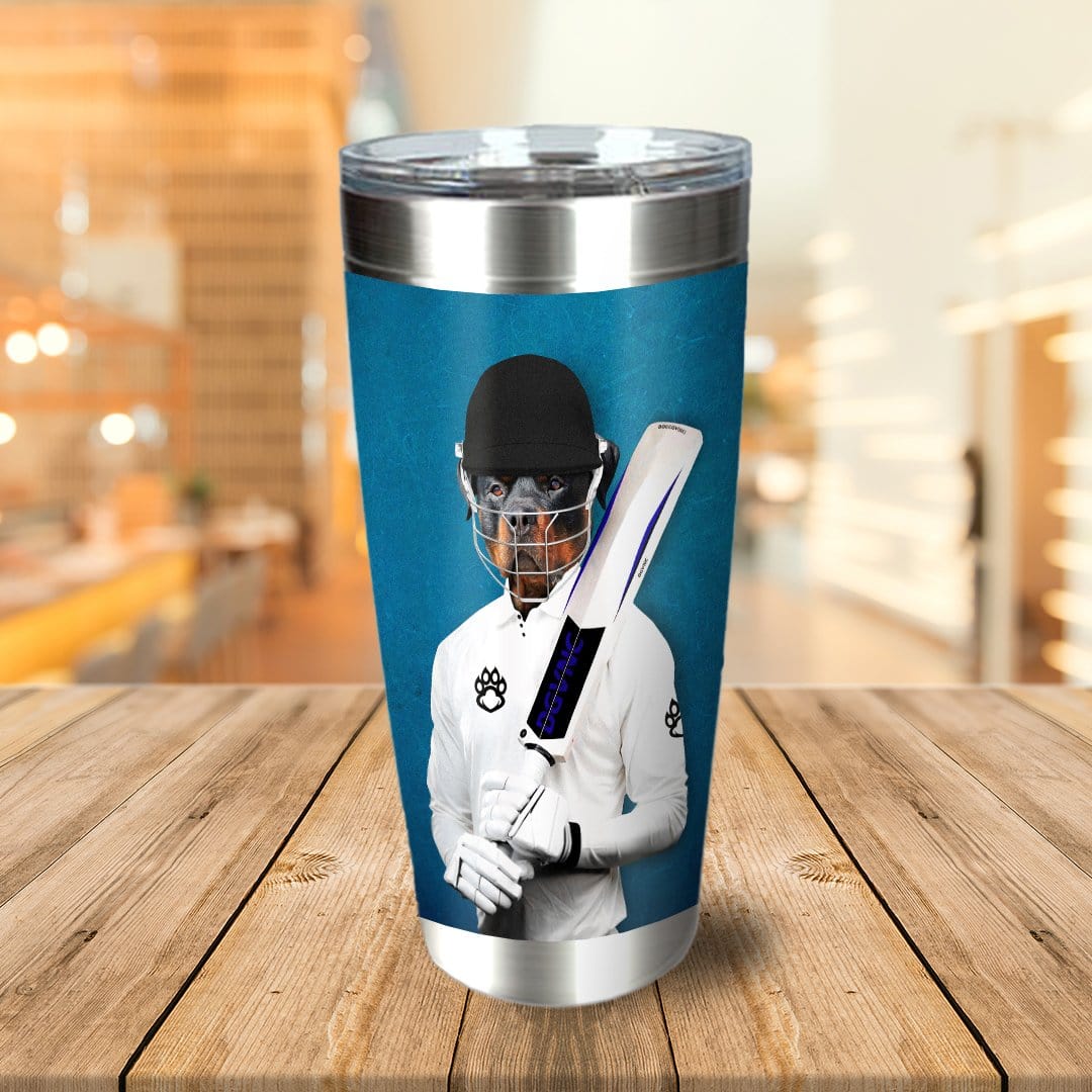 &#39;The Cricket Player&#39; Personalized Tumbler