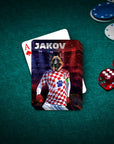 Personalized Croatia Doggos Soccer playing card featuring a German Shepherd pet portrait.