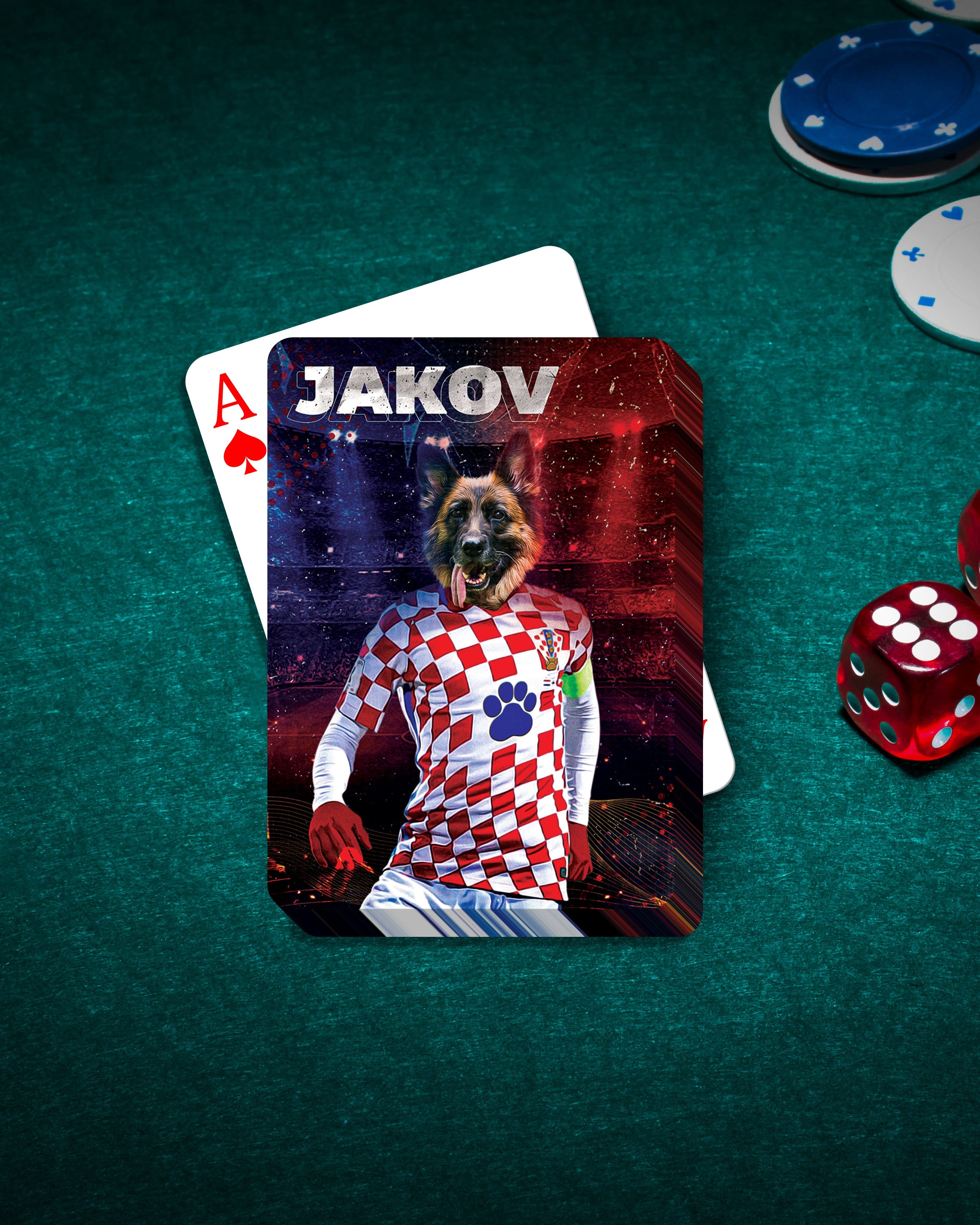&#39;Croatia Doggos Soccer&#39; Personalized Pet Playing Cards