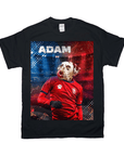 Black Gildan t-shirt with a Dalmatian in a red soccer jersey, "ADAM" text, and a Czech flag background.