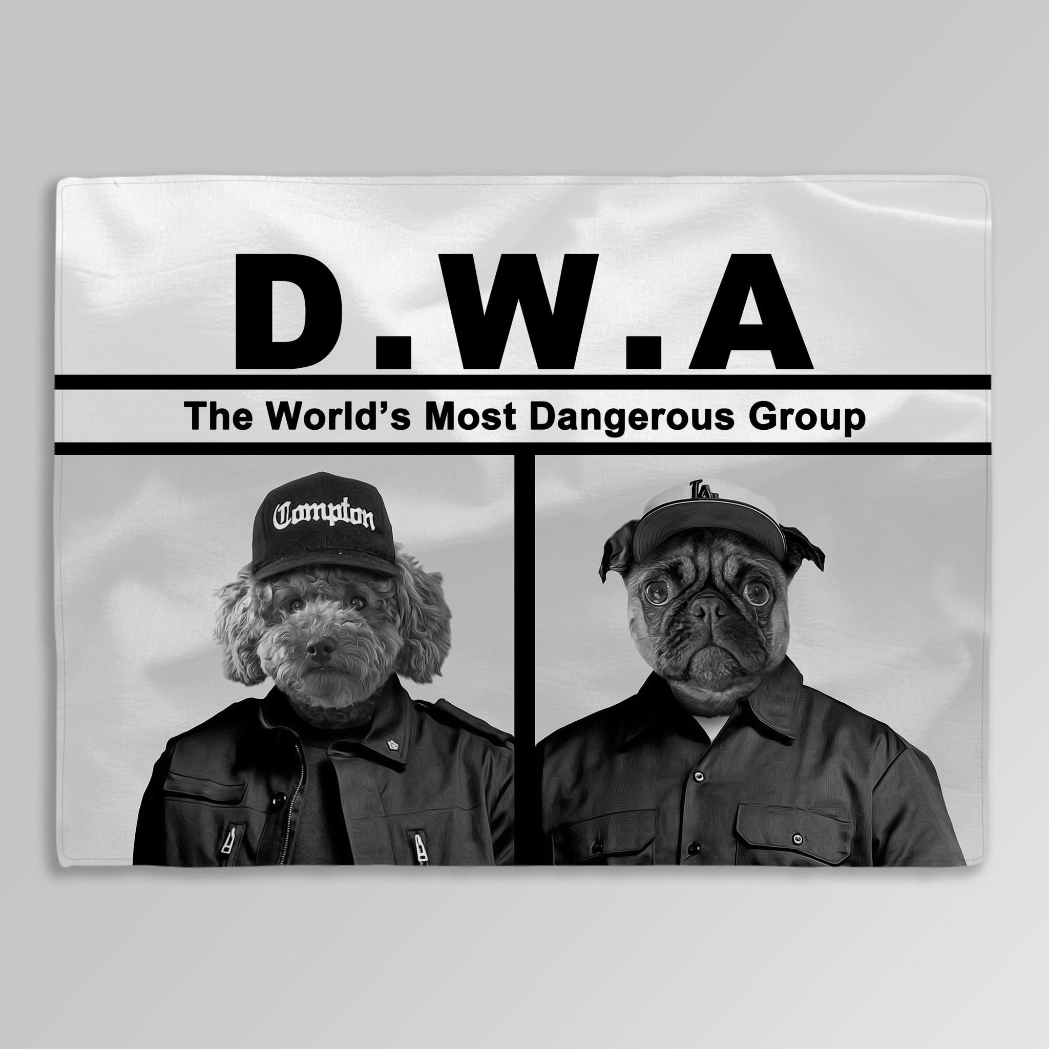 &#39;D.W.A (Doggos with Attitude)&#39; Personalized 2 Pet Blanket