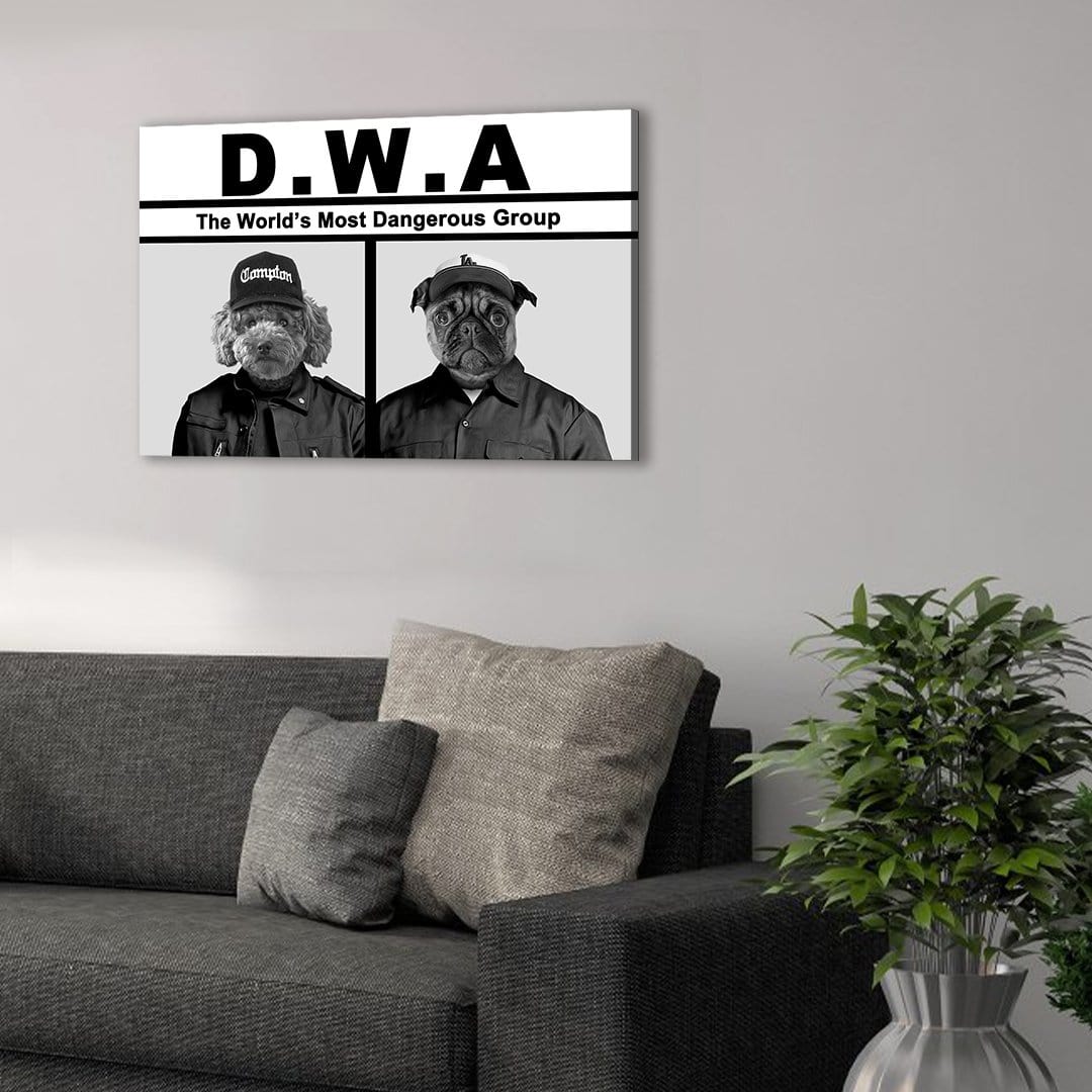 &#39;D.W.A. (Doggo&#39;s With Attitude)&#39; Personalized 2 Pet Canvas