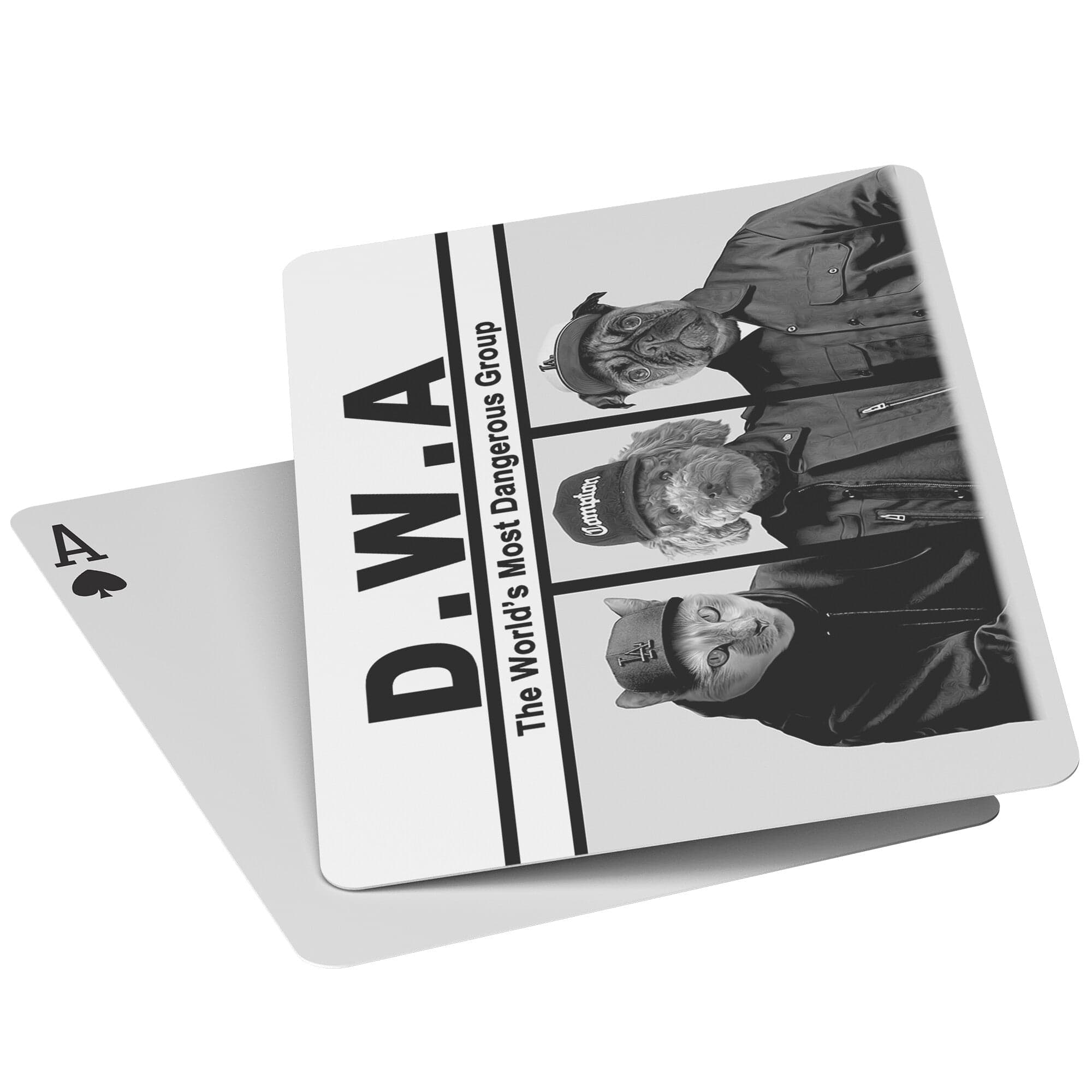 &#39;D.W.A (Doggos with Attitude)&#39; Personalized 3 Pet Playing Cards