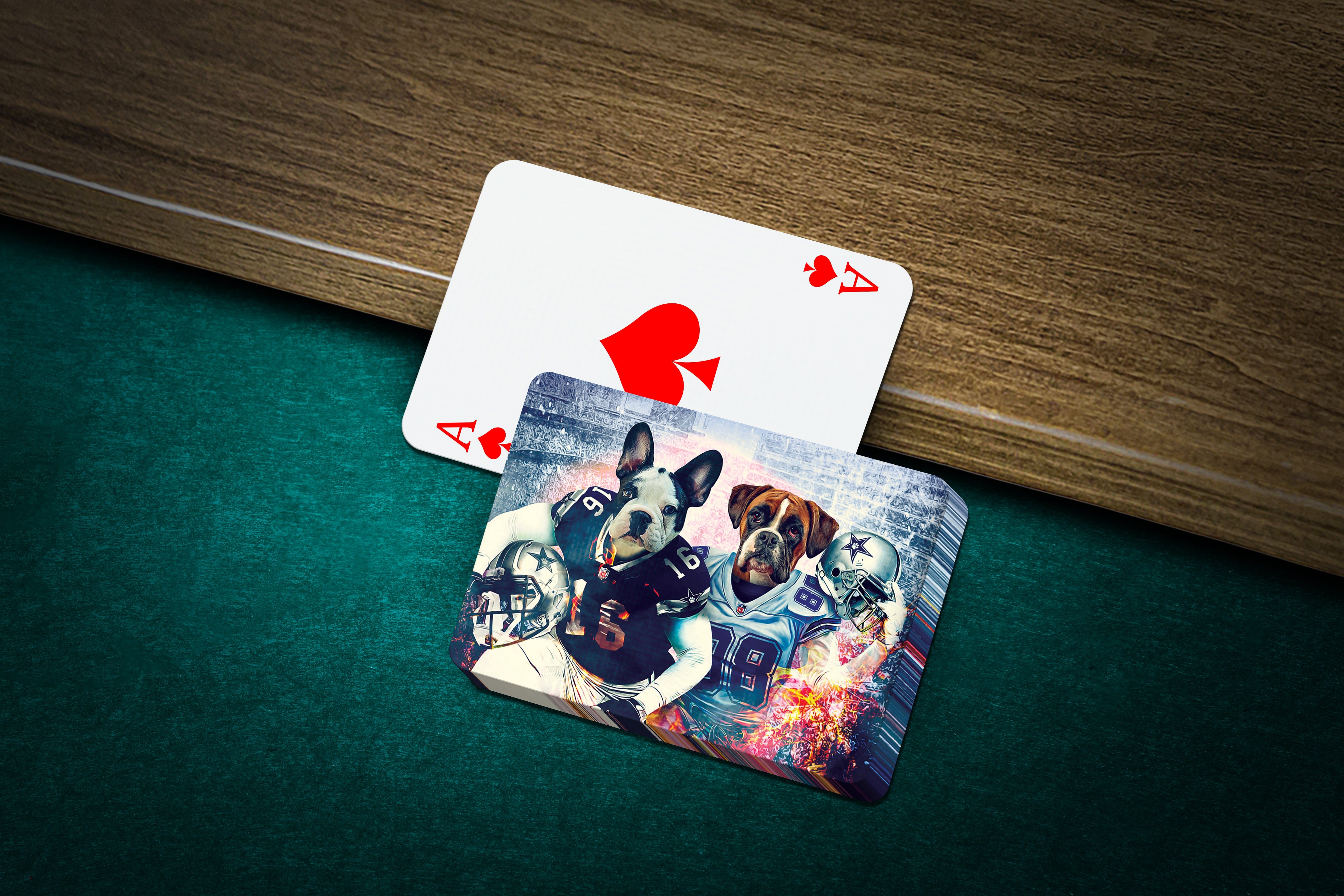 &#39;Dallas Doggos&#39; Personalized 2 Pet Playing Cards