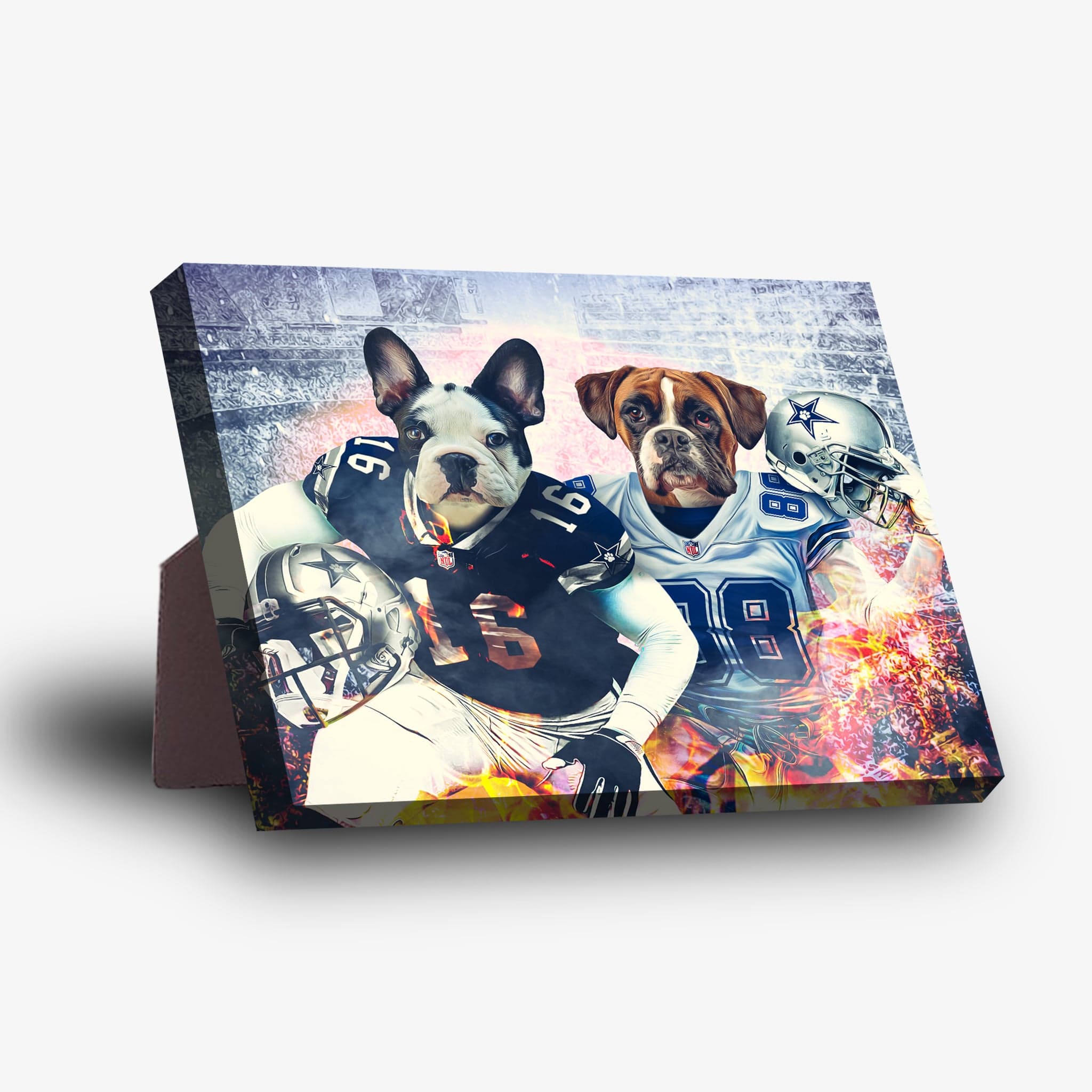 &#39;Dallas Doggos&#39; Personalized 2 Pet Standing Canvas