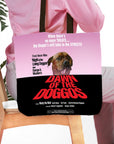 Personalized 'Dawn of the Doggos' tote bag with a custom pet portrait in a movie poster style.