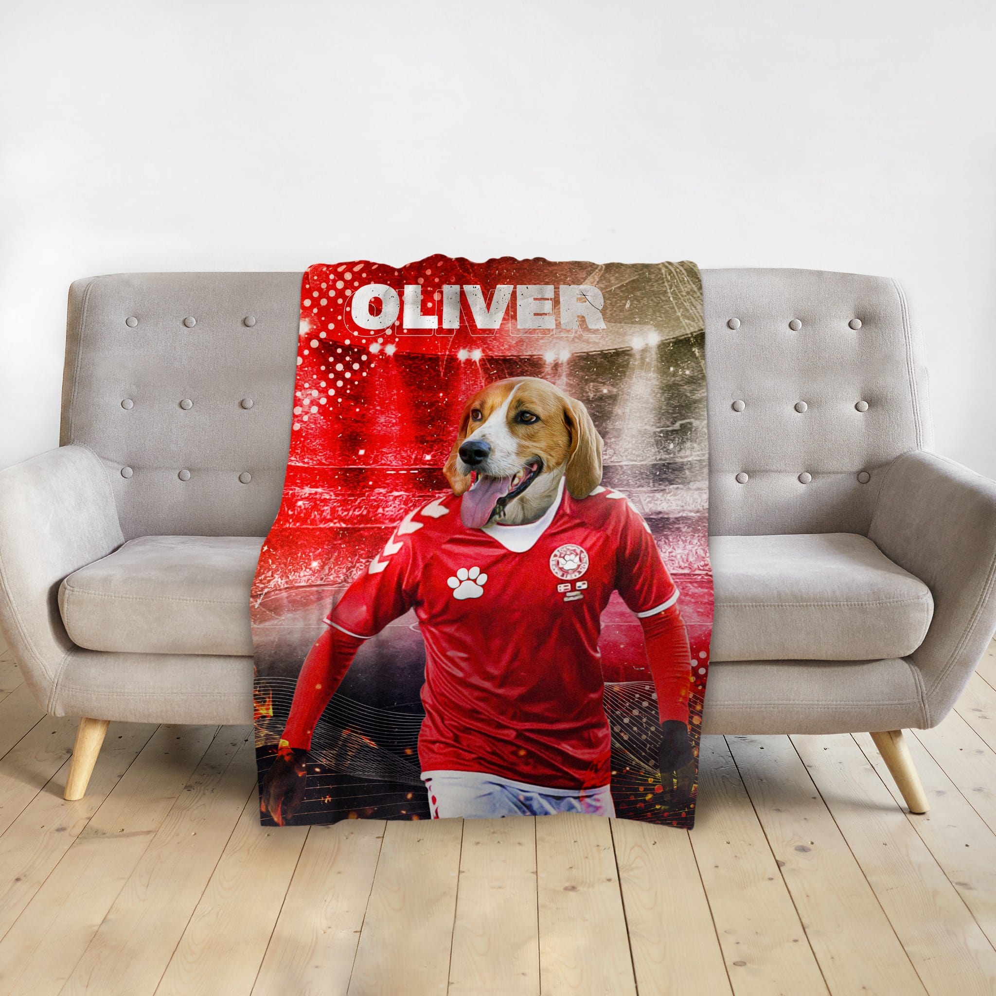 Manta personalizada para mascotas &#39;Denmark Doggos Soccer&#39;