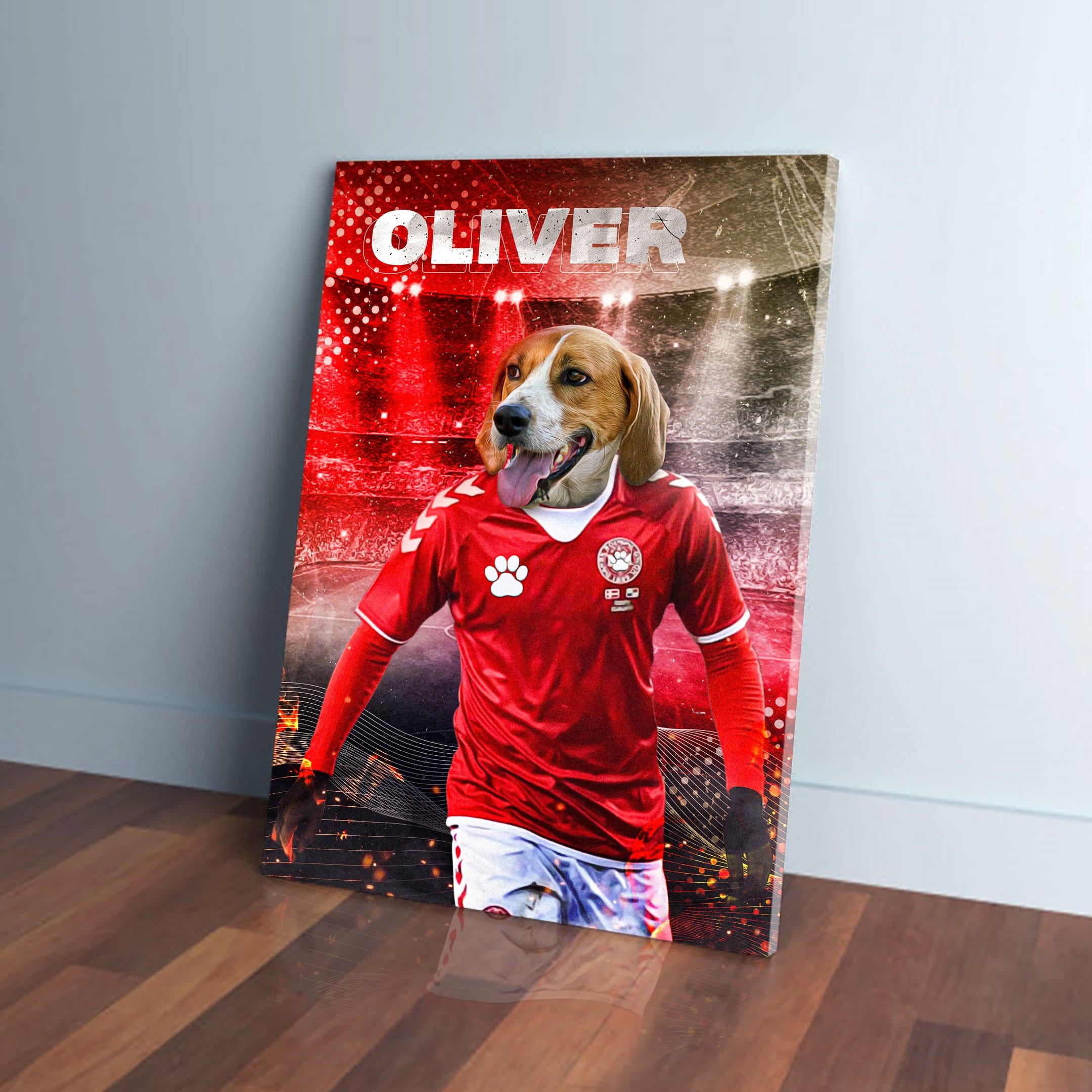 Lienzo personalizado para mascotas &#39;Denmark Doggos Euro Football&#39;