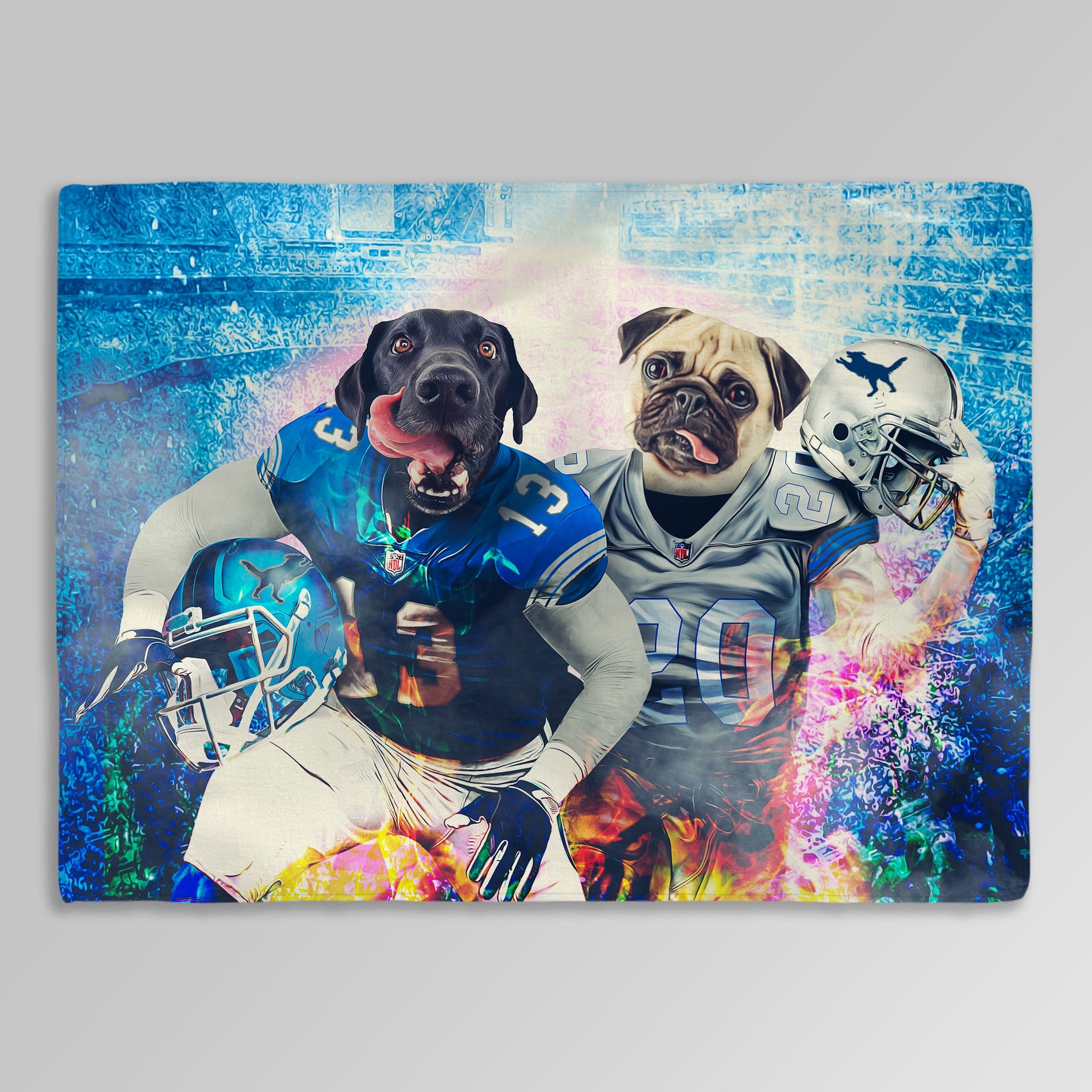&#39;Detroit Doggos&#39; Personalized 2 Pet Blanket
