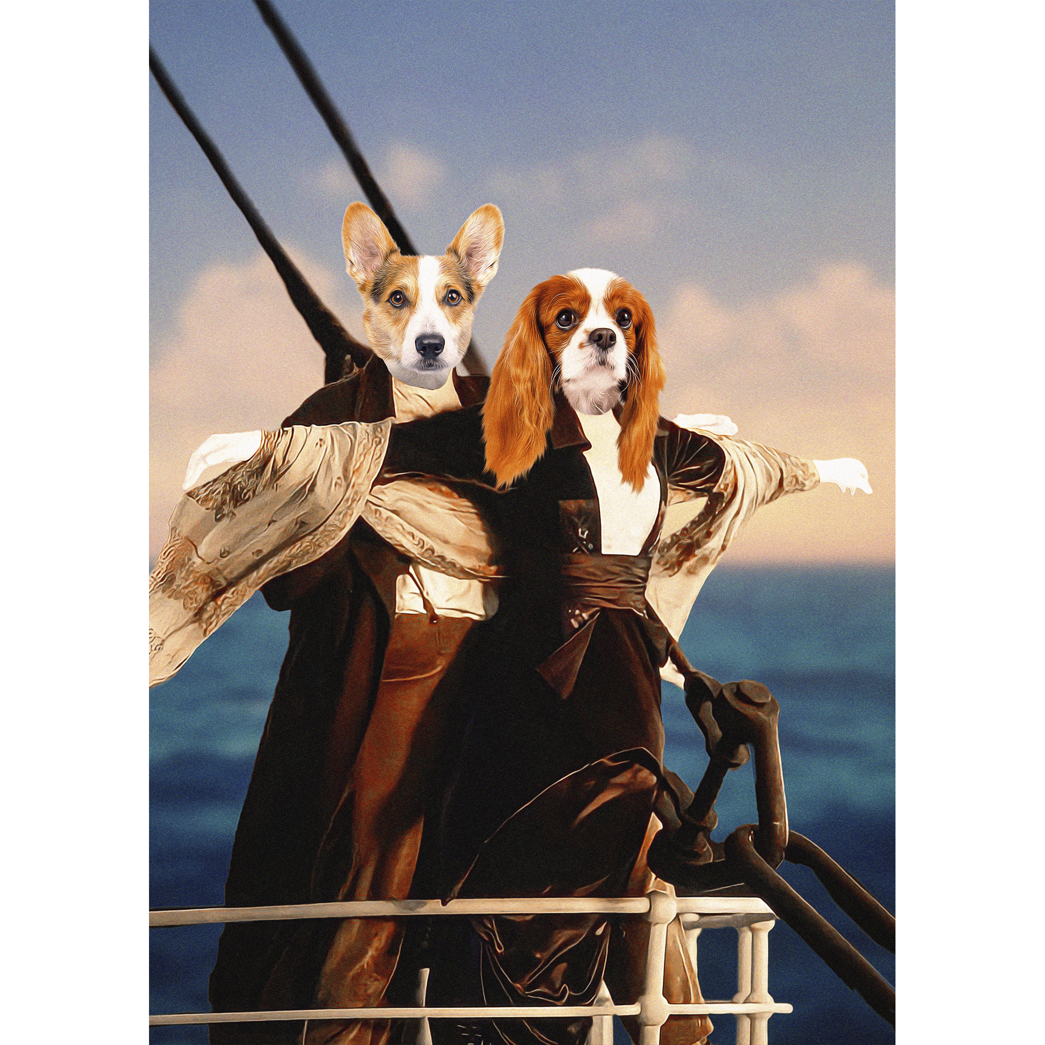 Retrato digital de 2 mascotas de &#39;Titanic Doggos&#39;