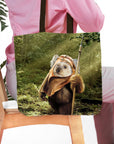 Personalized 'Dog-E-Wok' tote bag featuring a custom pet portrait of a dog dressed as an Ewok.