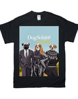 Black Gildan t-shirt with "DogSchitt's Creek" design featuring three pets dressed as characters.