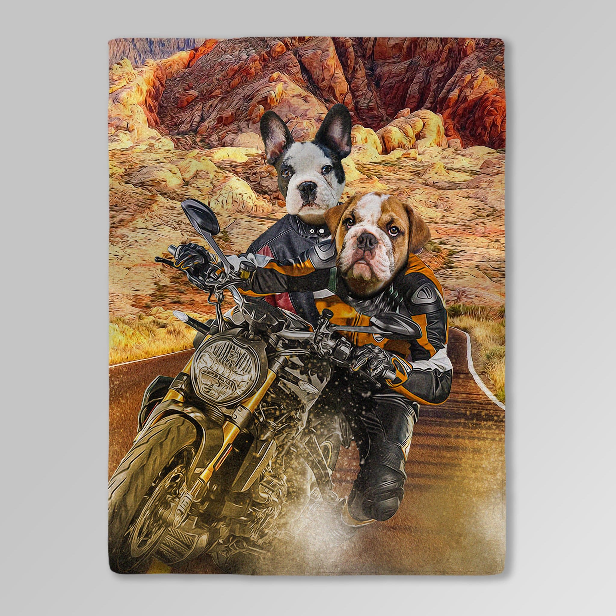 Manta personalizada para 2 mascotas &#39;Dogati Riders&#39;