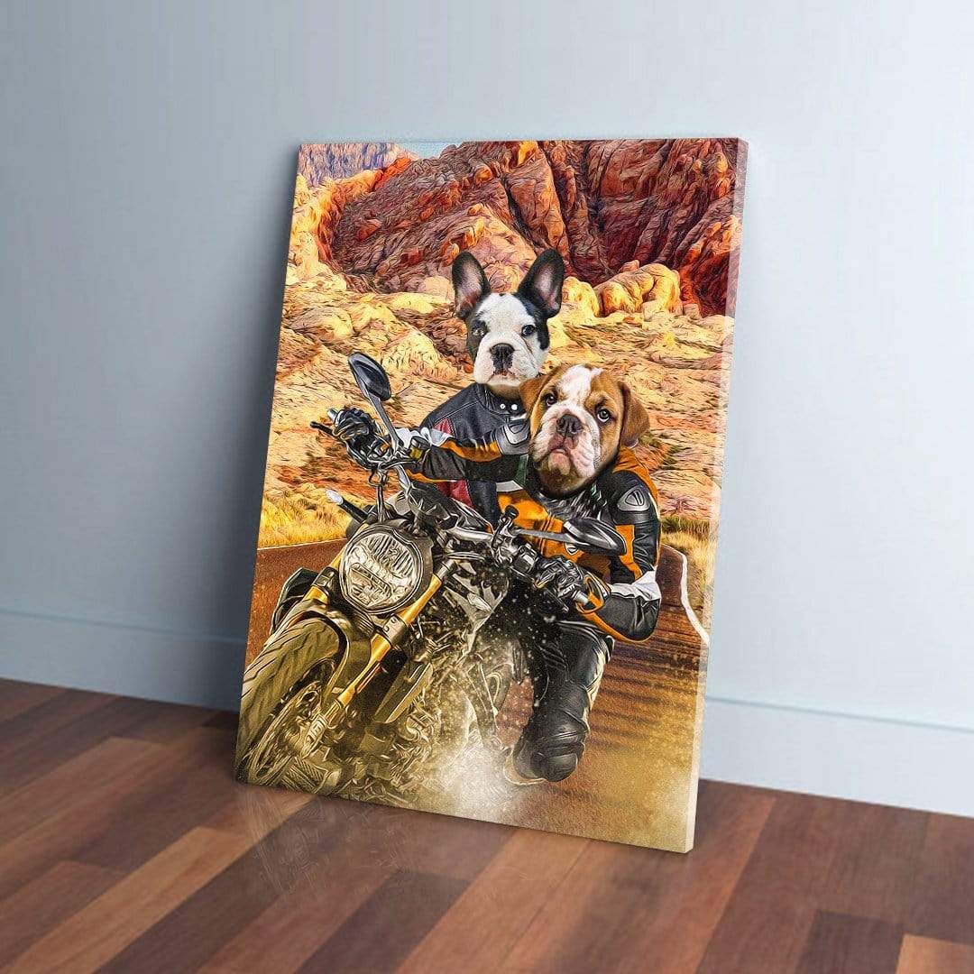 &#39;Dogati Riders&#39; Personalized 2 Pet Canvas