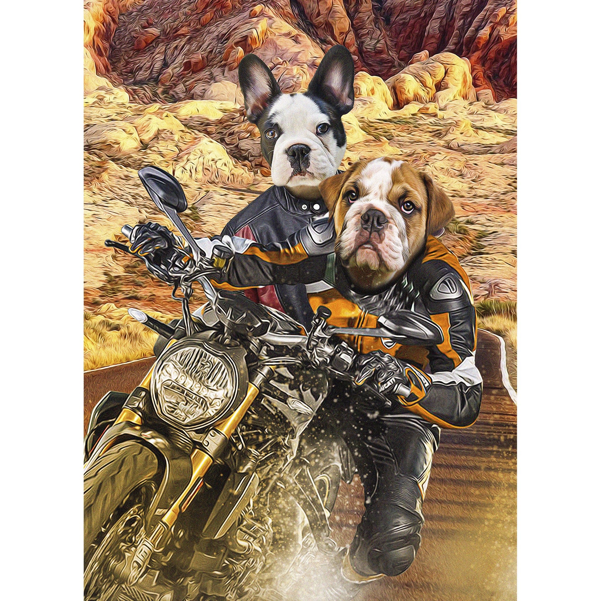 Retrato digital de 2 mascotas &#39;Dogati Riders&#39;