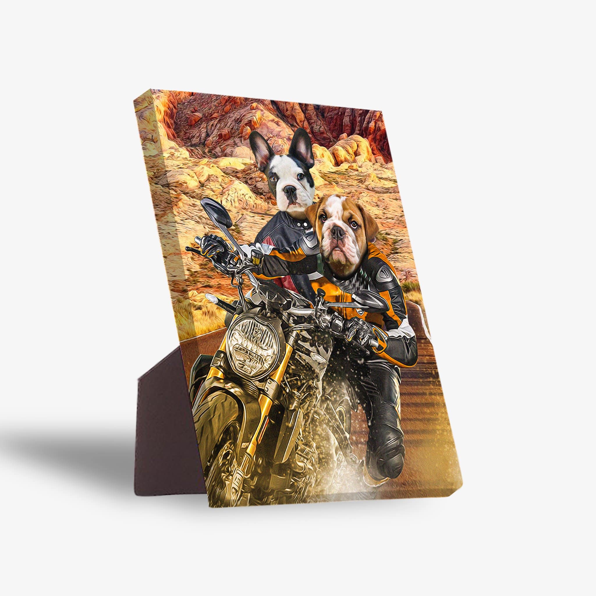 &#39;Dogati Riders&#39; Personalized 2 Pet Standing Canvas