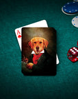 Personalized Dogghoven playing cards featuring a golden retriever in a renaissance portrait style.