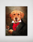 Personalized 'Dogghoven' pet poster featuring a golden retriever in a black suit and red cravat.