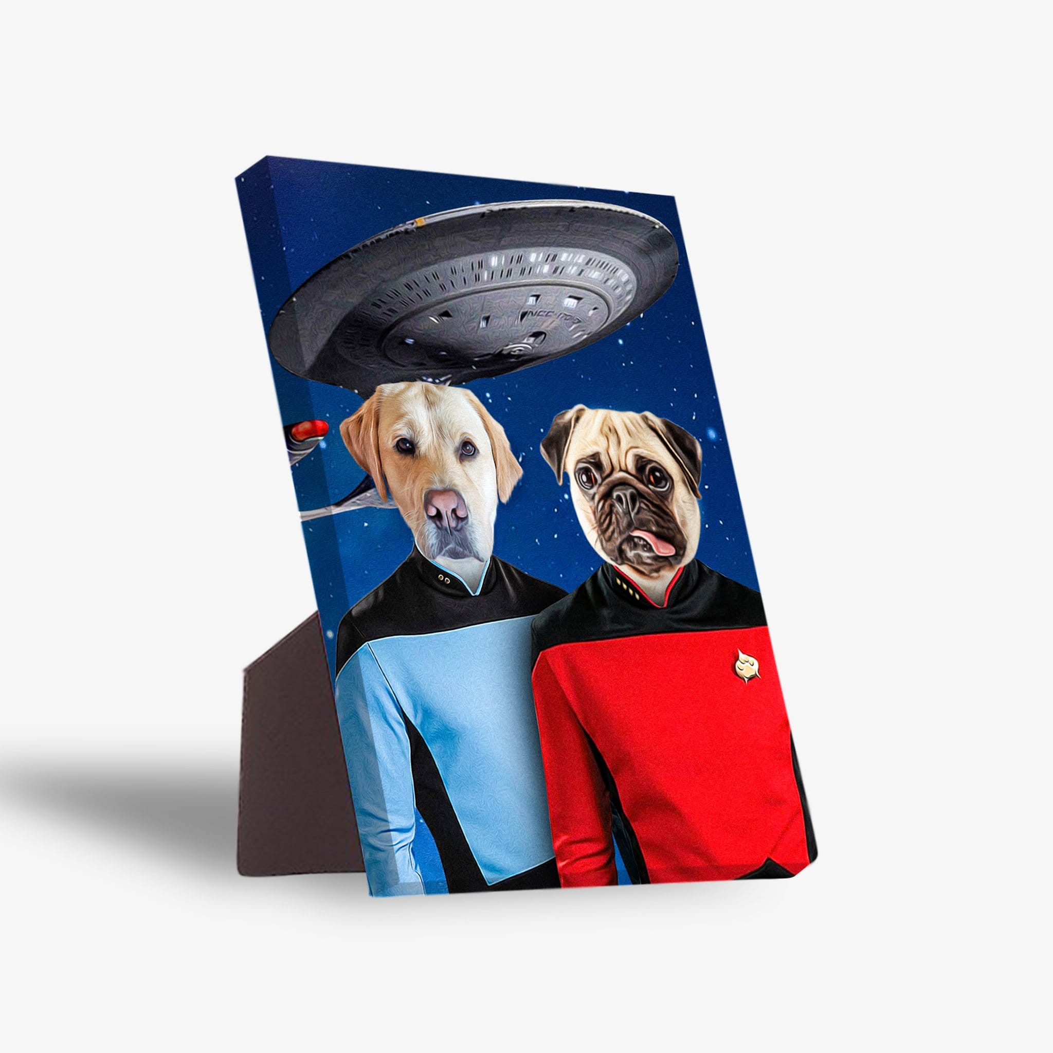 &#39;Doggo-Trek&#39; Personalized 2 Pet Standing Canvas