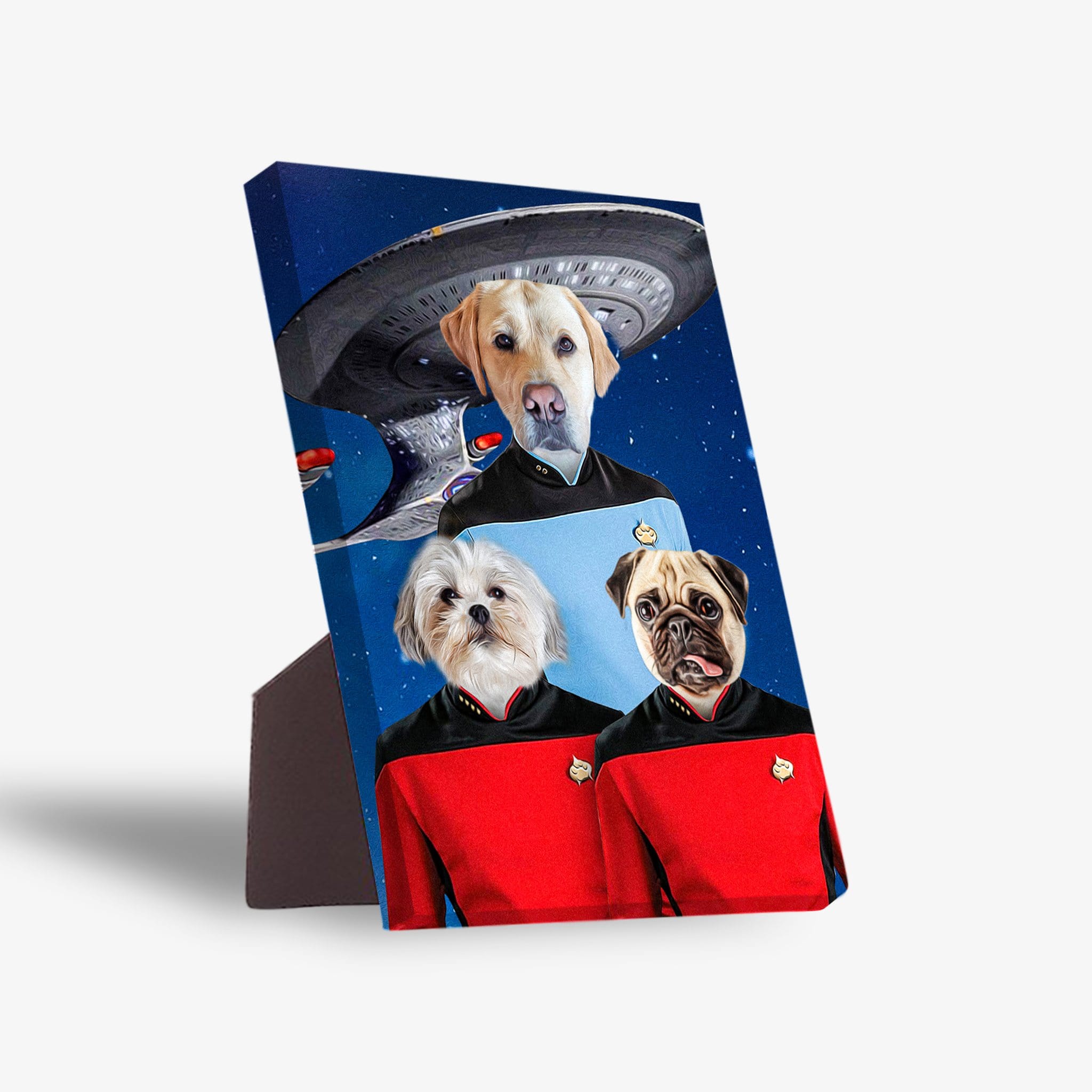 &#39;Doggo-Trek&#39; Lienzo personalizado para 3 mascotas de pie