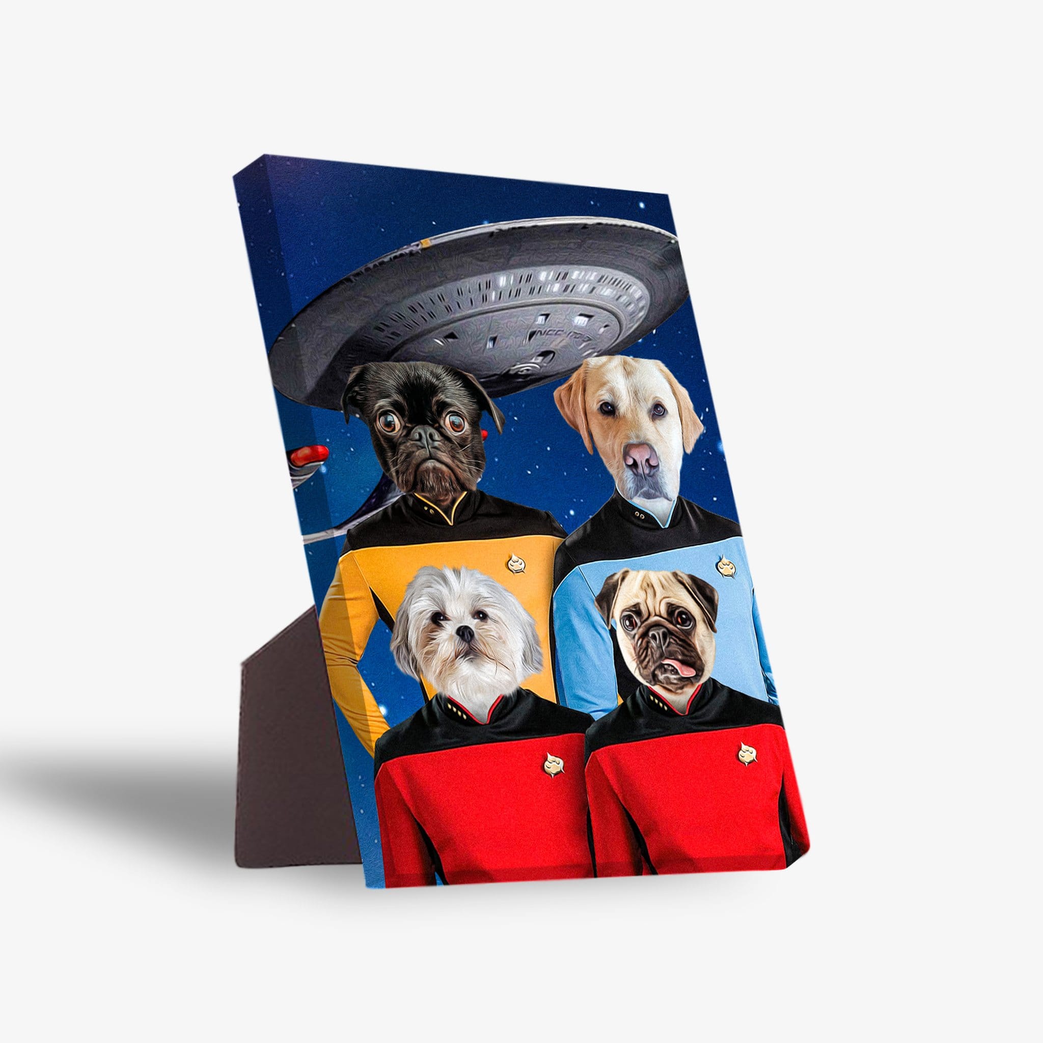 &#39;Doggo-Trek&#39; Personalized 4 Pet Standing Canvas