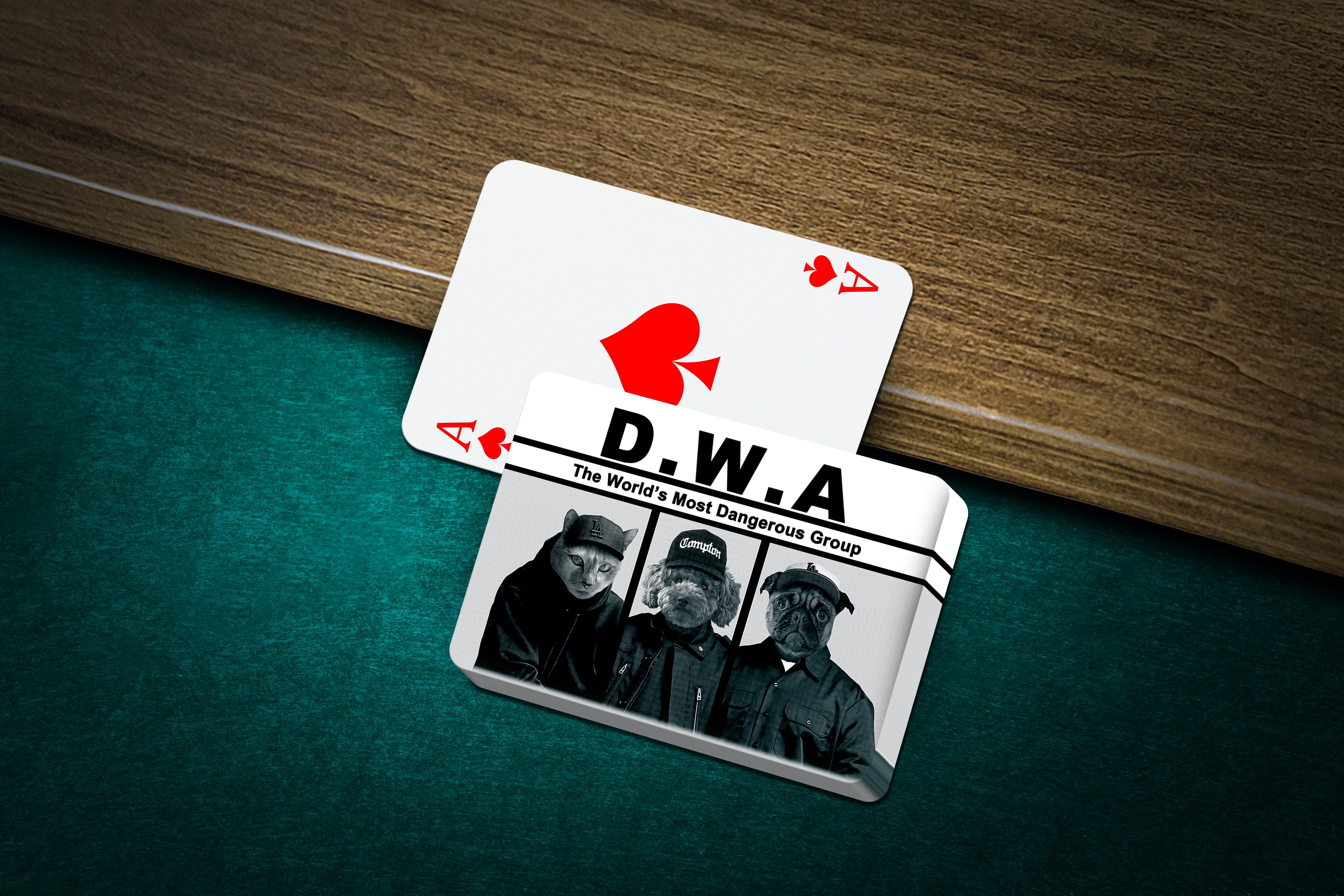 &#39;D.W.A (Doggos with Attitude)&#39; Personalized 3 Pet Playing Cards