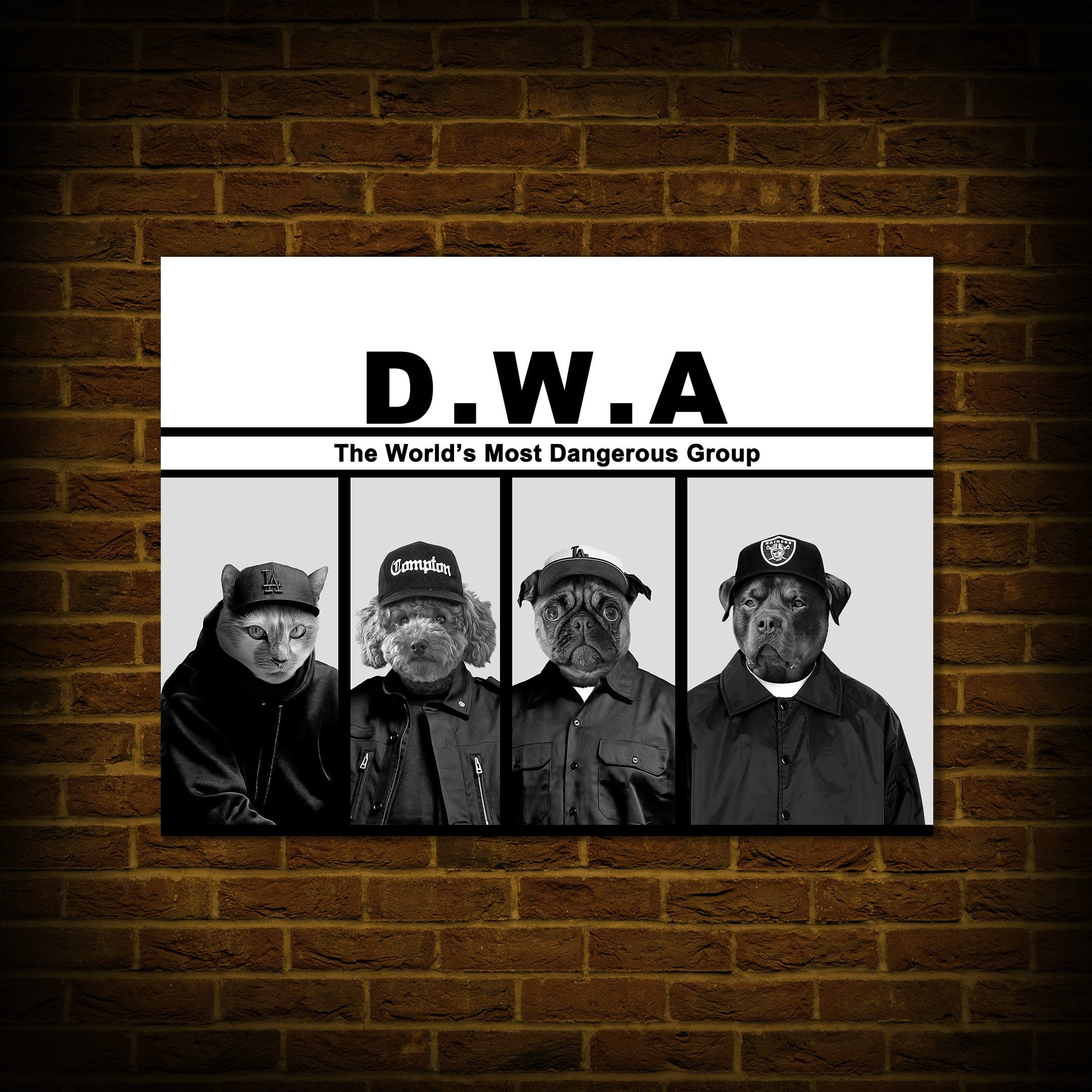&#39;D.W.A. (Doggo&#39;s With Attitude)&#39; Personalized 4 Pet Poster