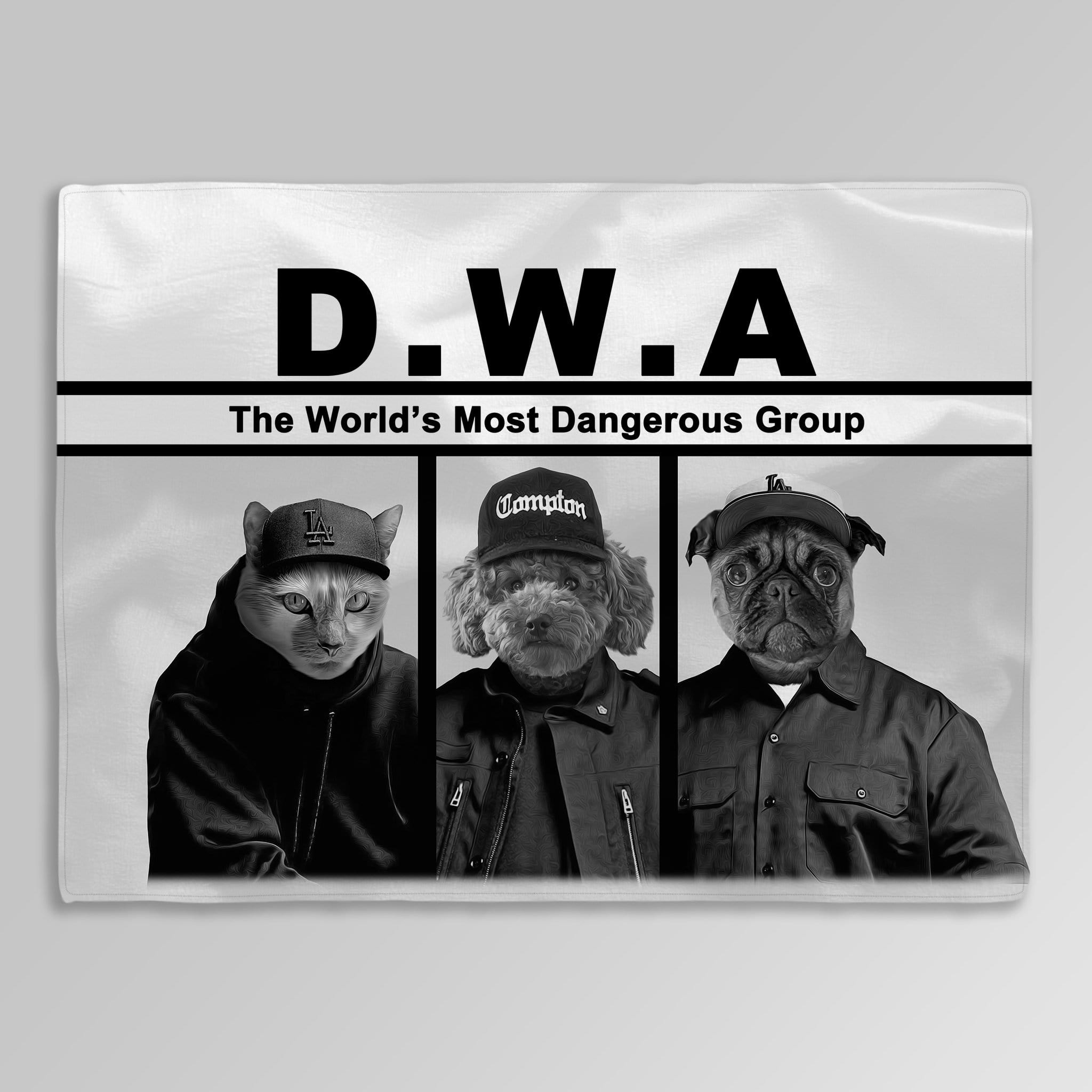 &#39;D.W.A. (Doggos With Attitude)&#39; Personalized 3 Pet Blanket