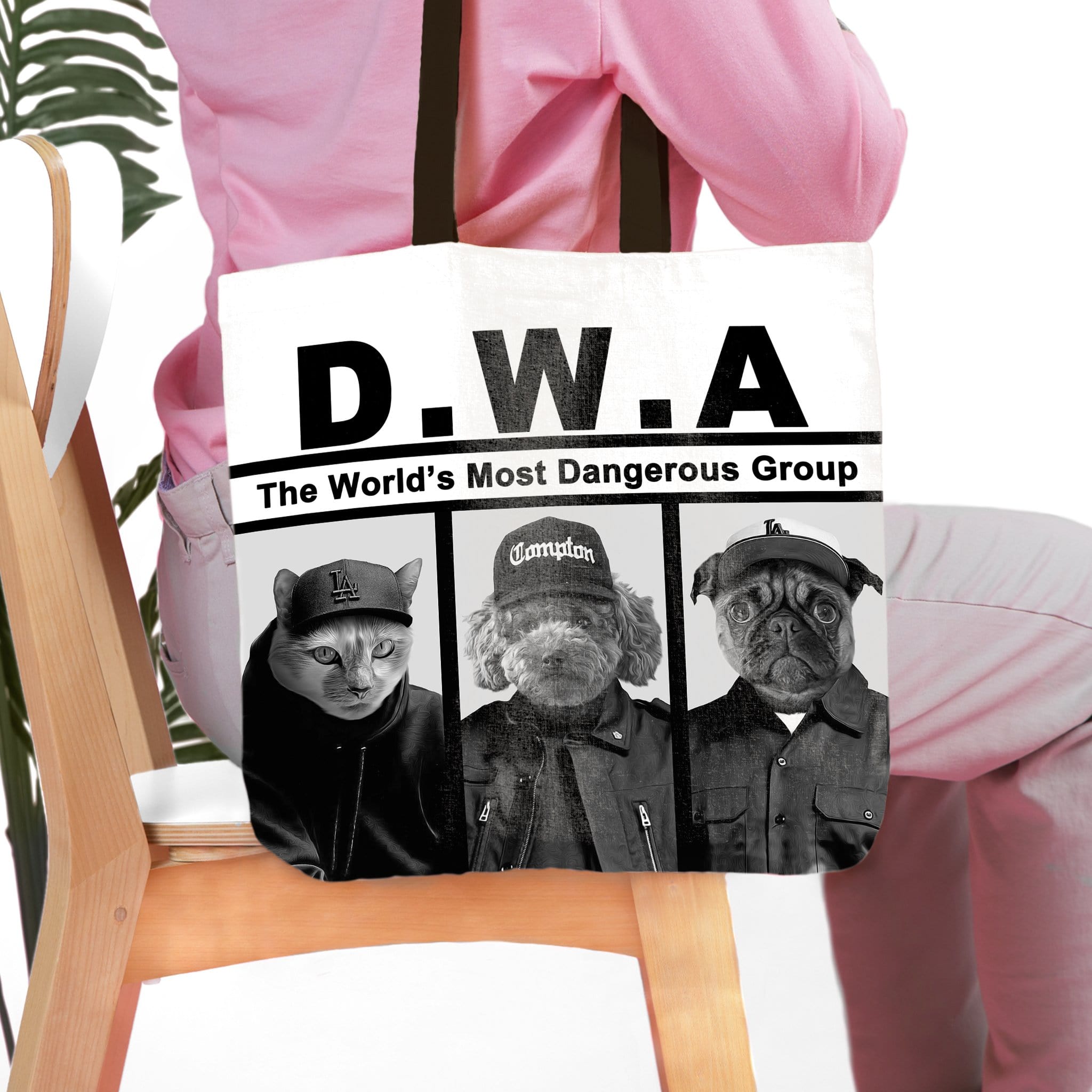 &#39;D.W.A. (Doggos With Attitude)&#39; Personalized 3 Pet Tote Bag