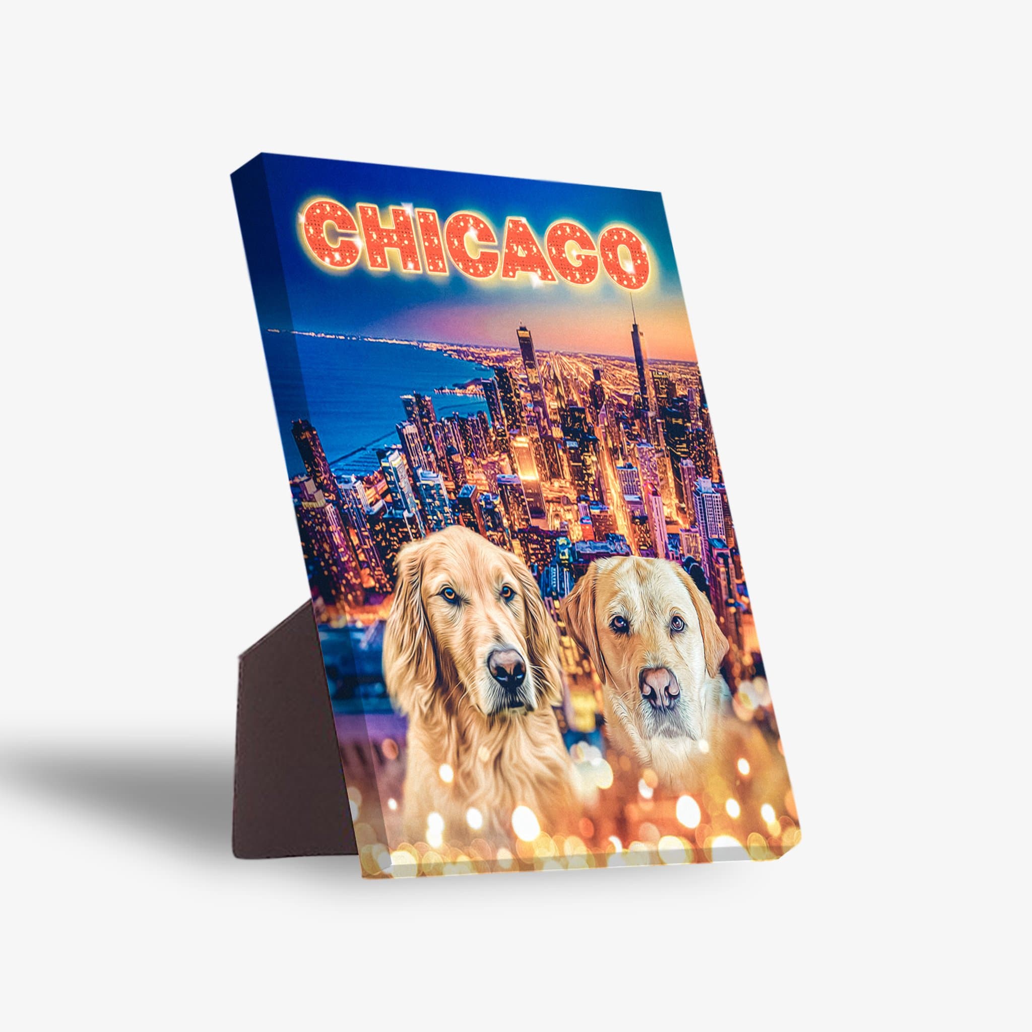 &#39;Doggos Of Chicago&#39; Personalized 2 Pet Standing Canvas