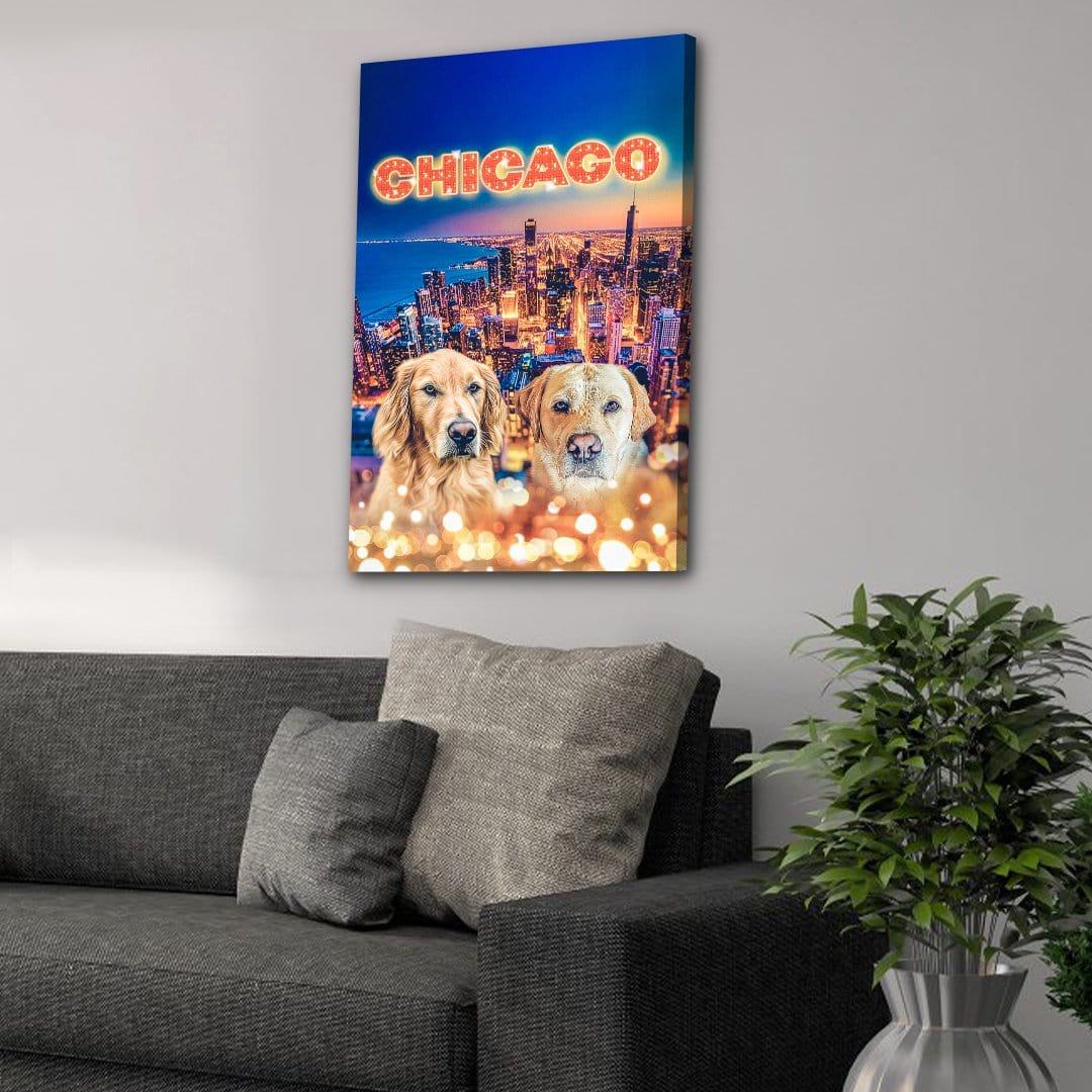 &#39;Doggos Of Chicago&#39; Personalized 2 Pet Canvas