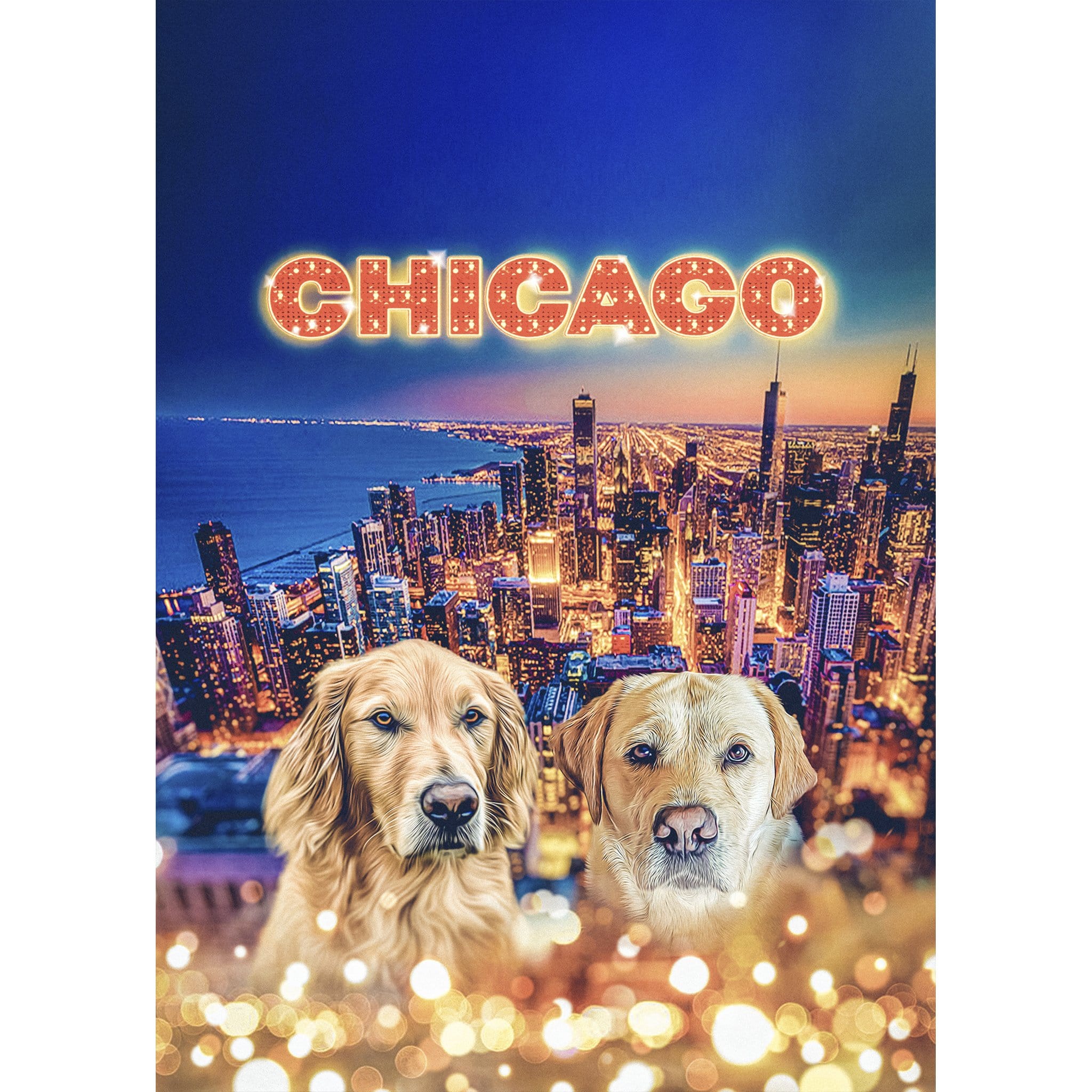 Retrato digital de 2 mascotas de &#39;Doggos Of Chicago&#39;