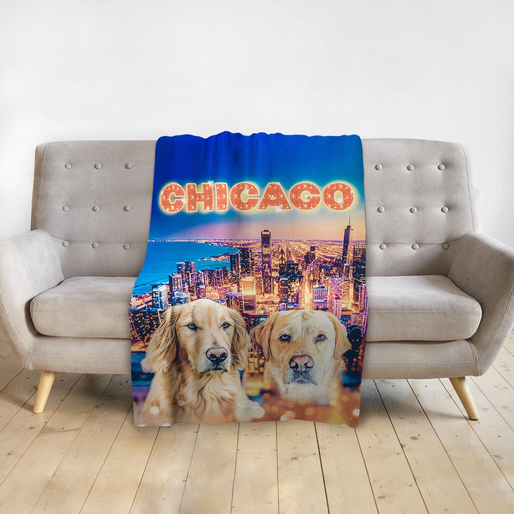 &#39;Doggos of Chicago&#39; Personalized 2 Pet Blanket