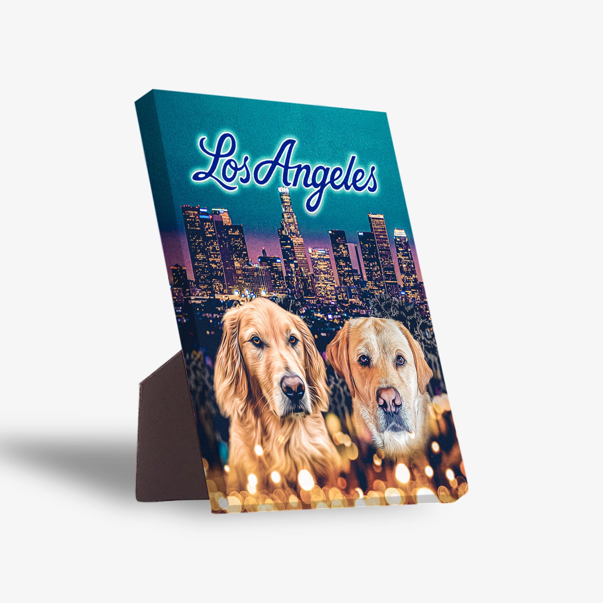 &#39;Doggos of Los Angeles&#39; Personalized 2 Pet Standing Canvas