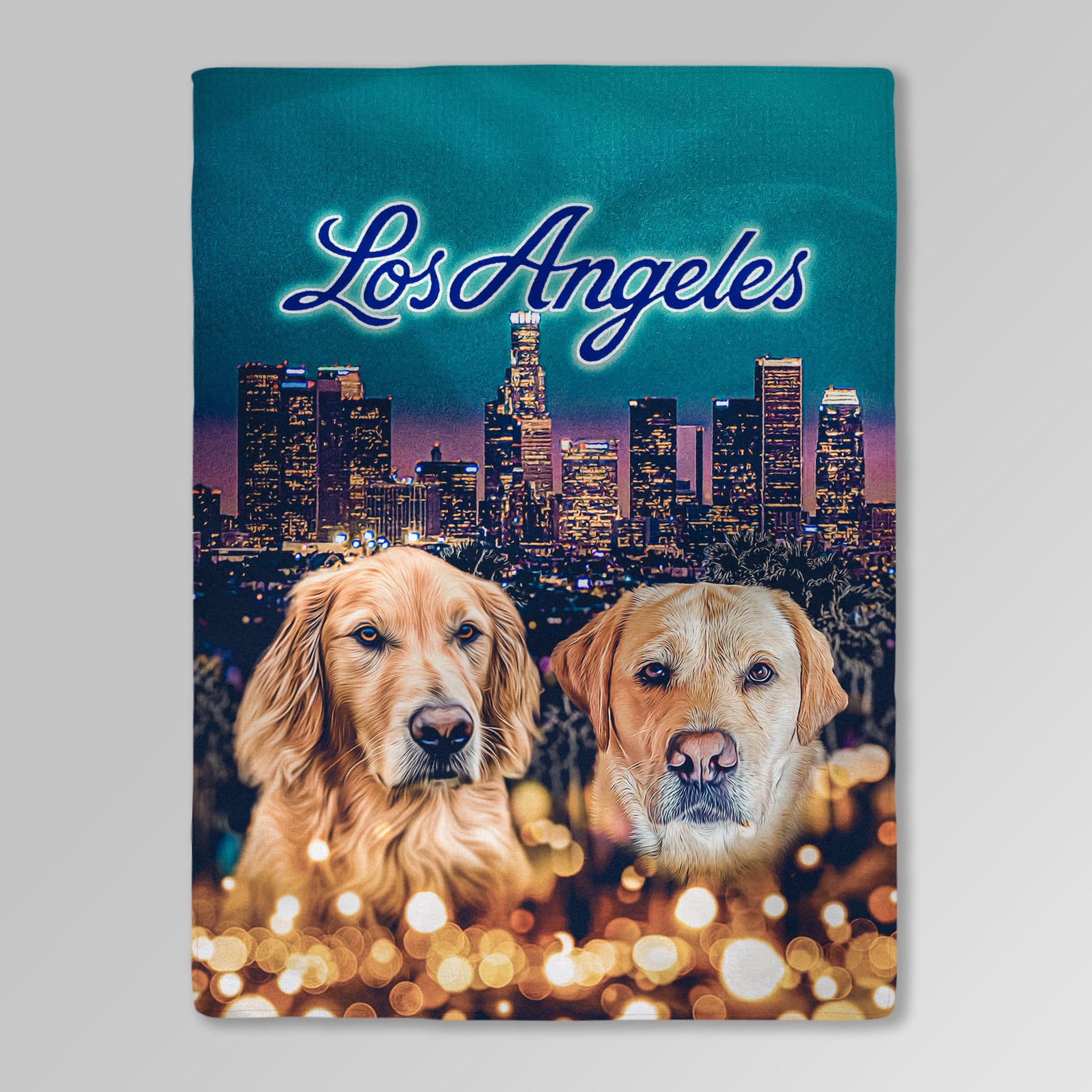 &#39;Doggos of Los Angeles&#39; Personalized 2 Pet Blanket
