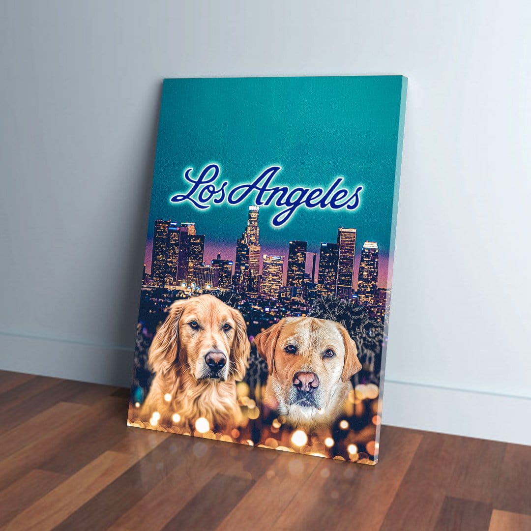 &#39;Doggos of Los Angeles&#39; Personalized 2 Pet Canvas