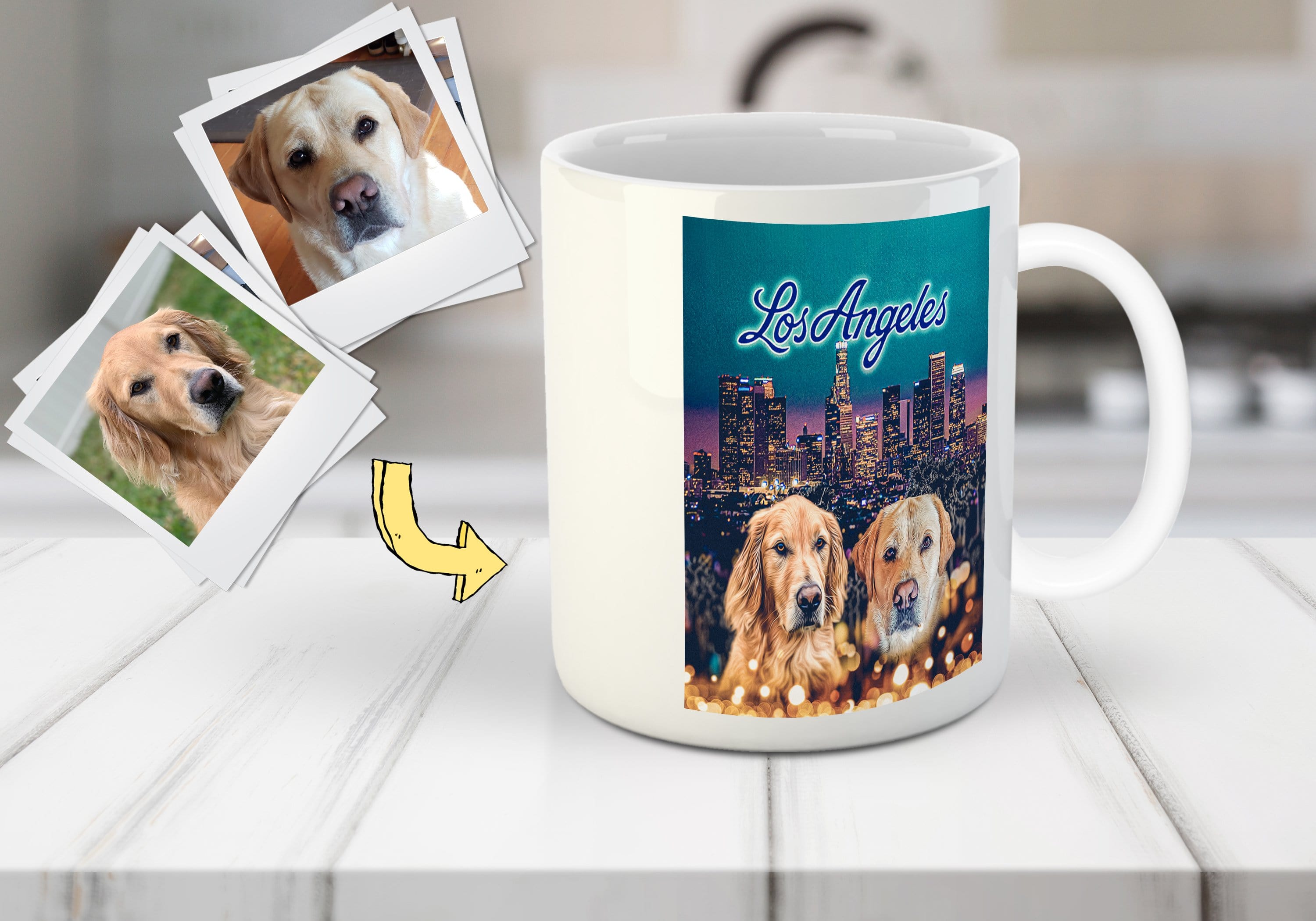&#39;Doggos of Los Angeles&#39; Personalized 2 Pet Mug