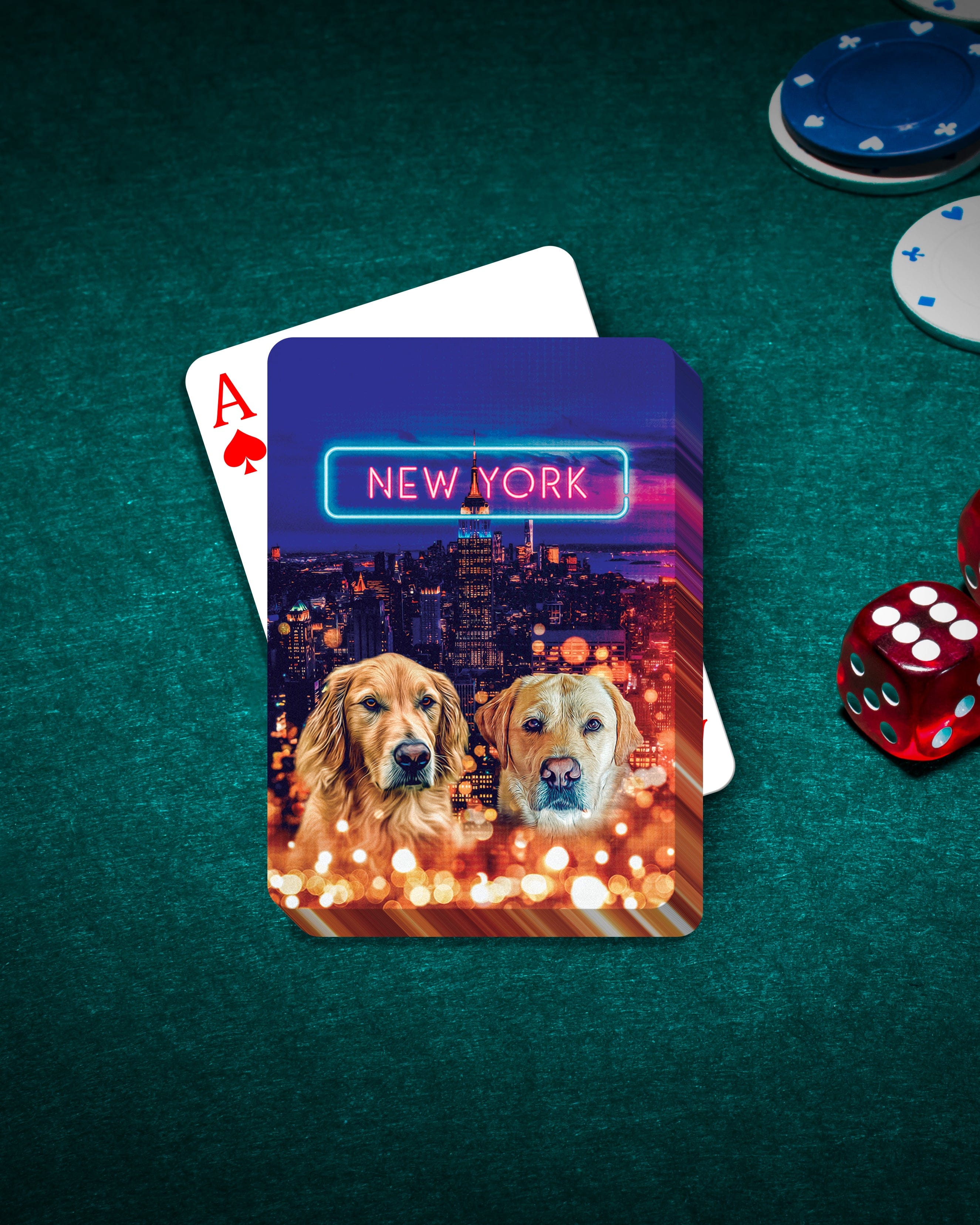 &#39;Doggos of New York&#39; Personalized 2 Pet Playing Cards