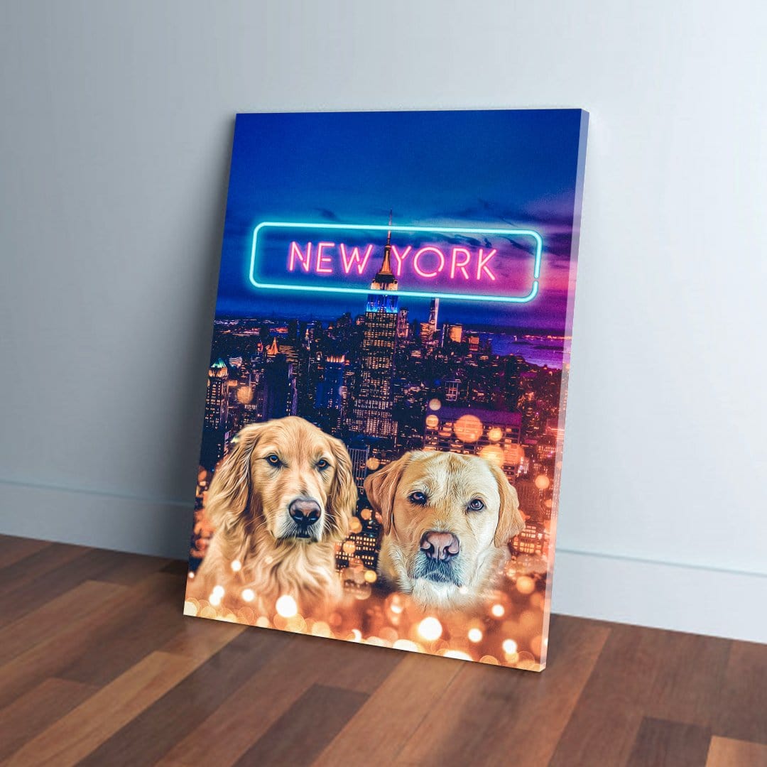 Lienzo personalizado para 2 mascotas &#39;Doggos of New York&#39;