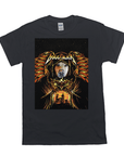 Black Gildan unisex t-shirt featuring a custom "Doggtalica" design with a dog's face, wings, and a sunset scene.