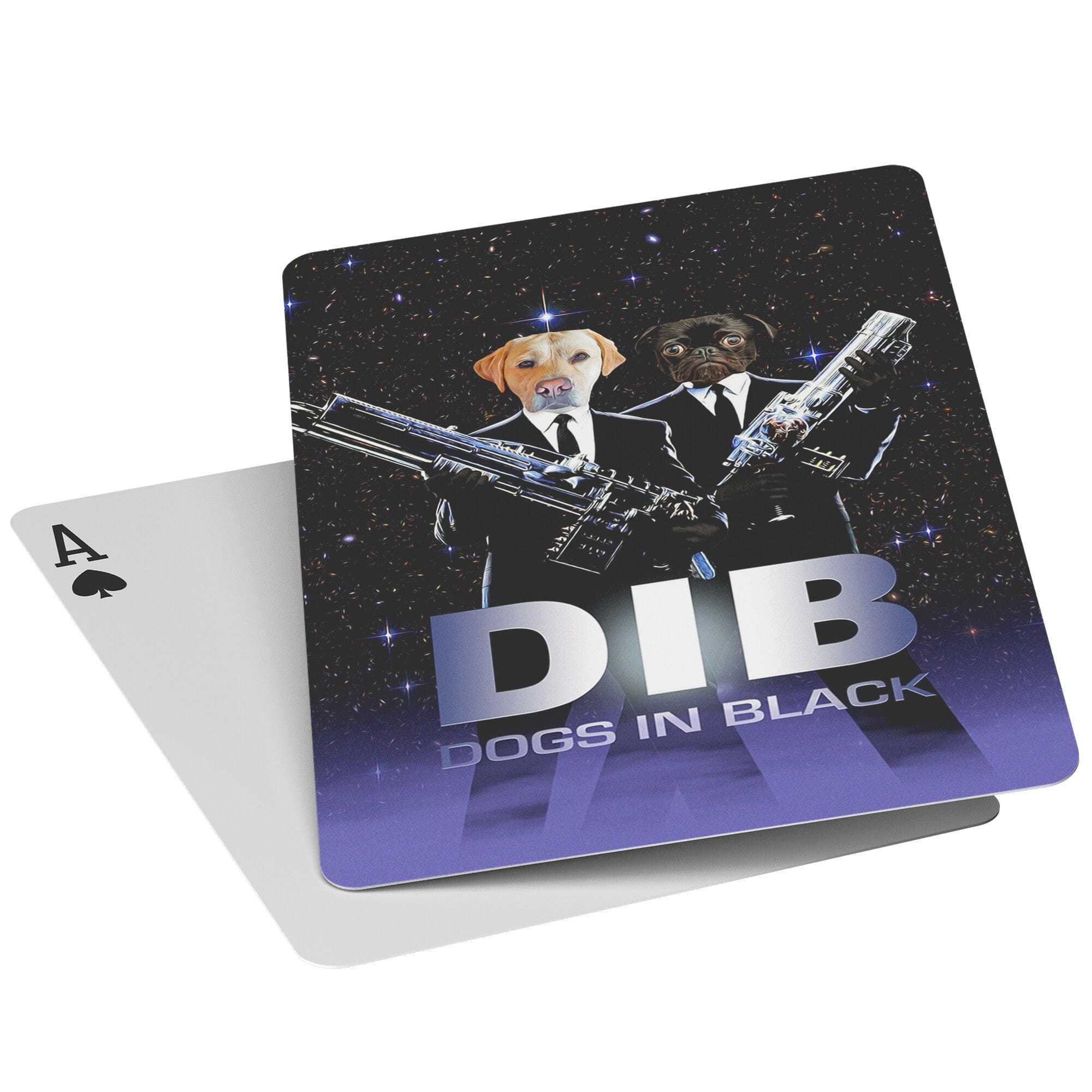 &#39;Dogs In Black&#39; Personalized 2 Pet Playing Cards