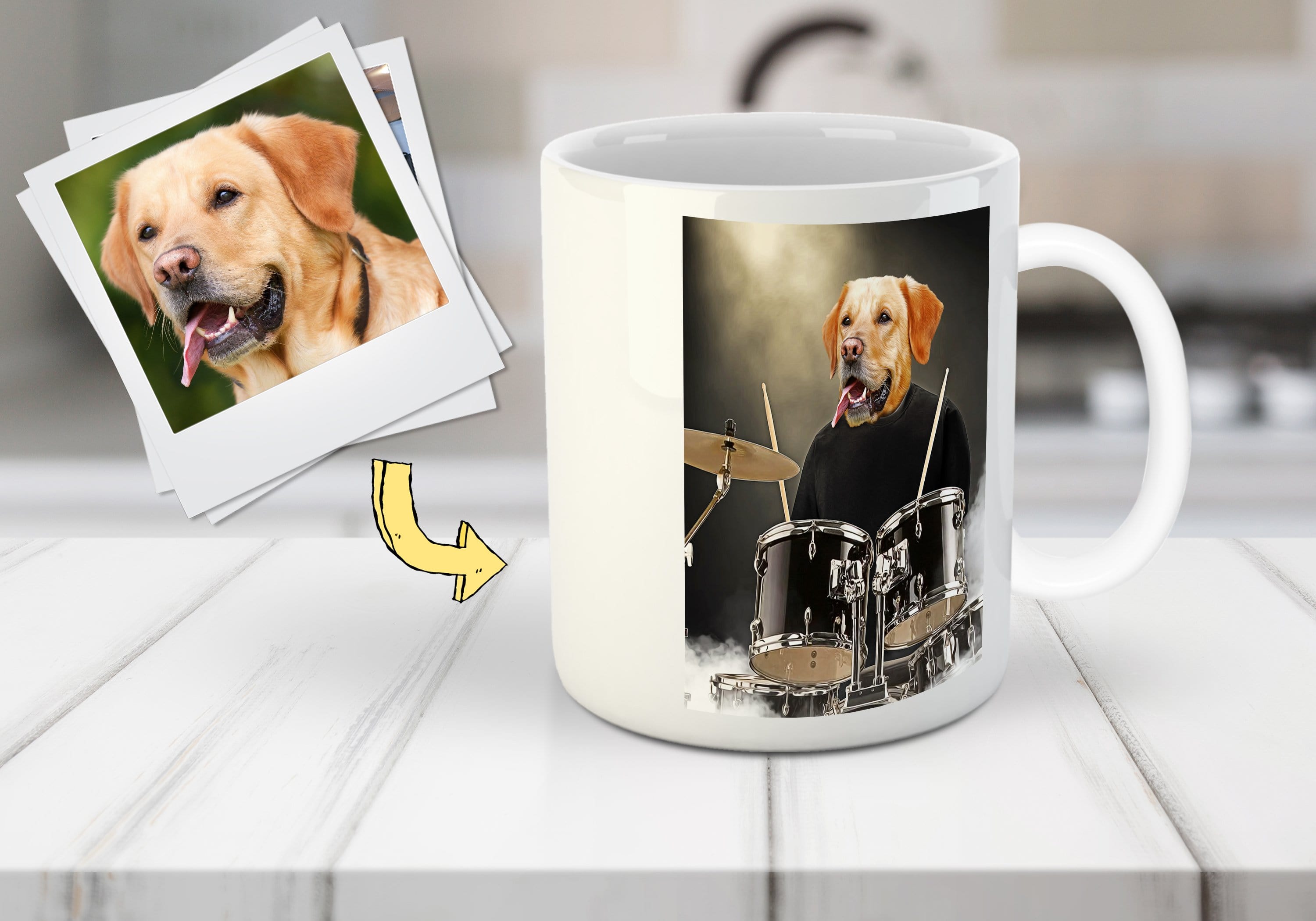 &#39;The Drummer&#39; Personalized Pet Mug