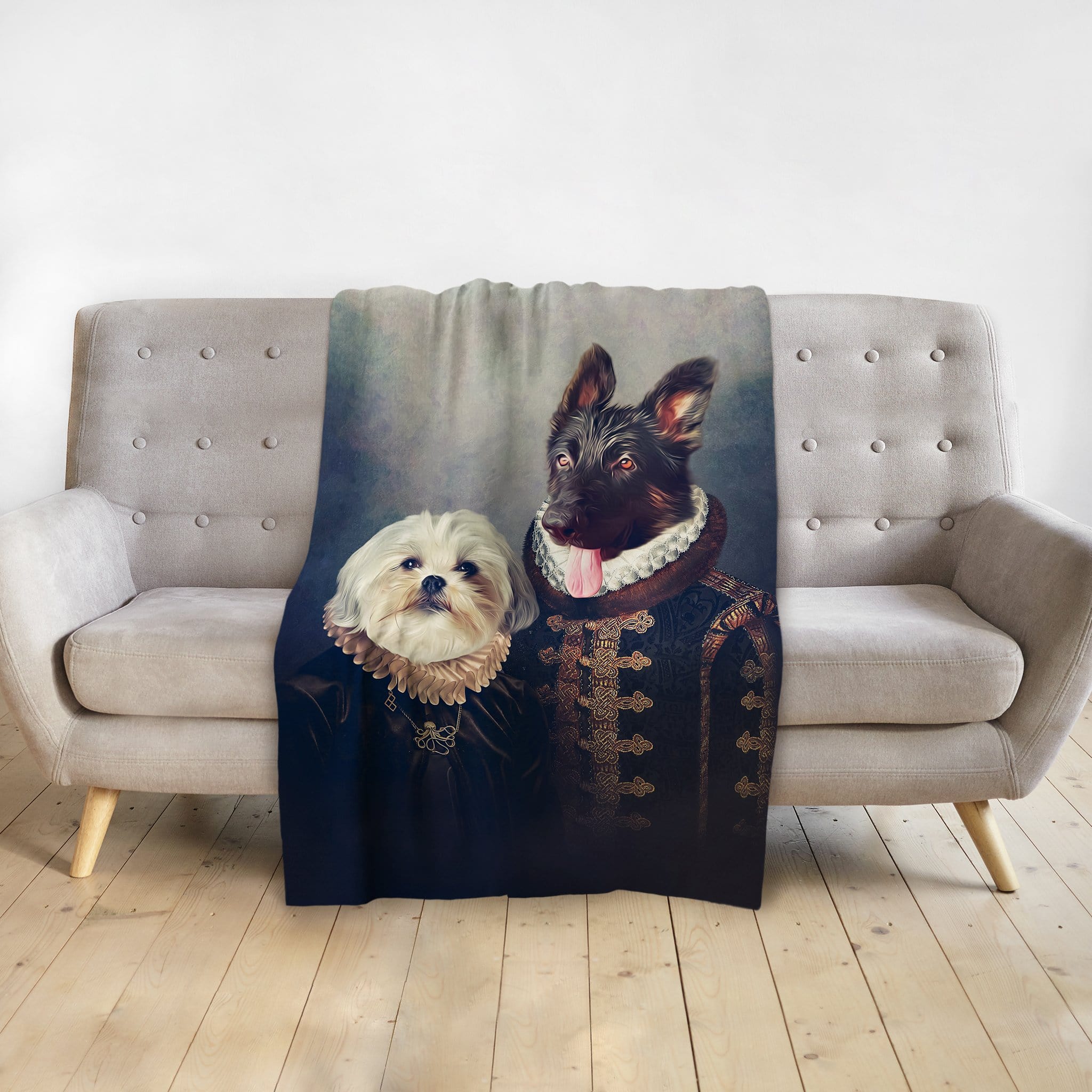 &#39;Duke and Duchess&#39; Personalized 2 Pet Blanket