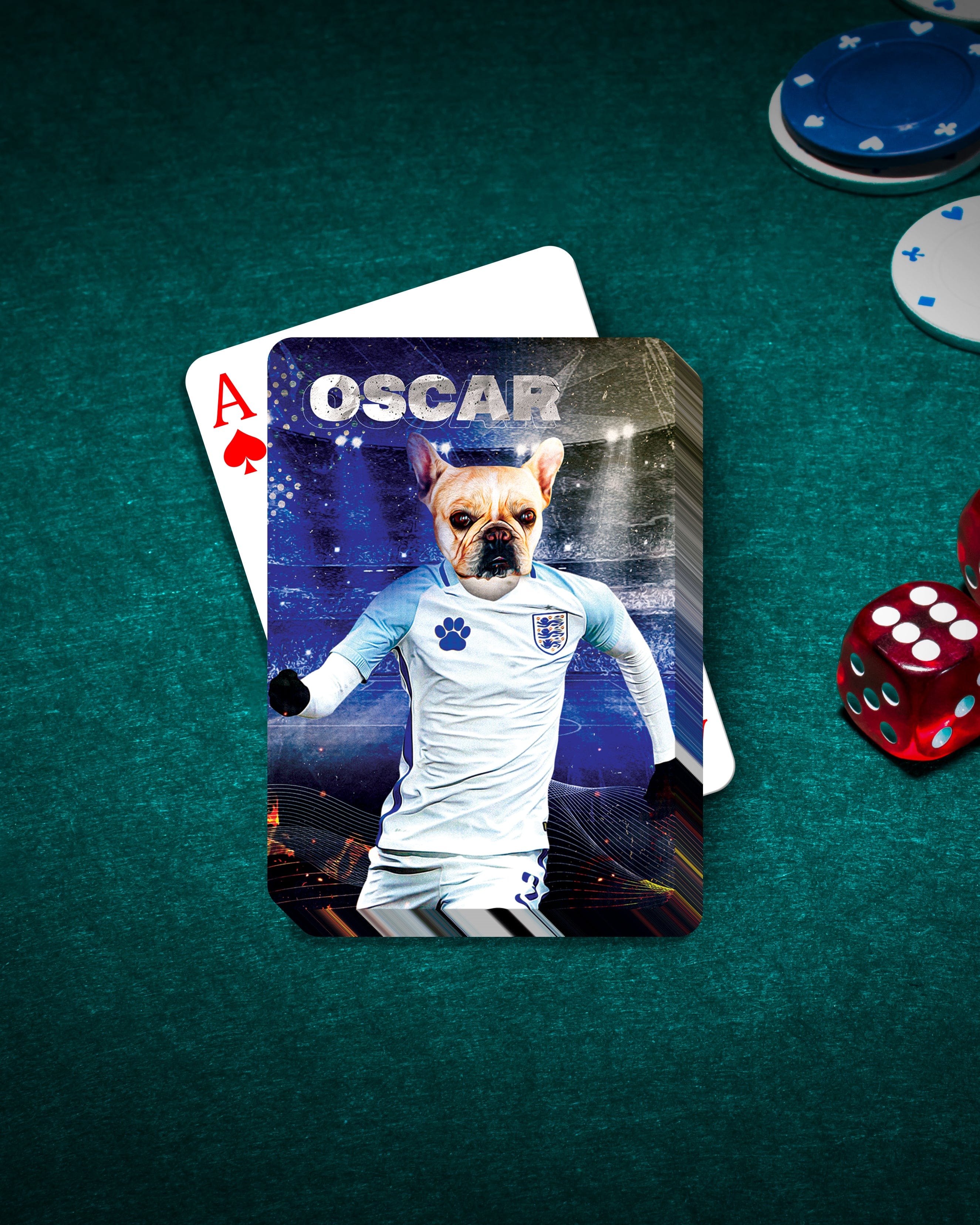 &#39;England Doggos Soccer&#39; Personalized Pet Playing Cards
