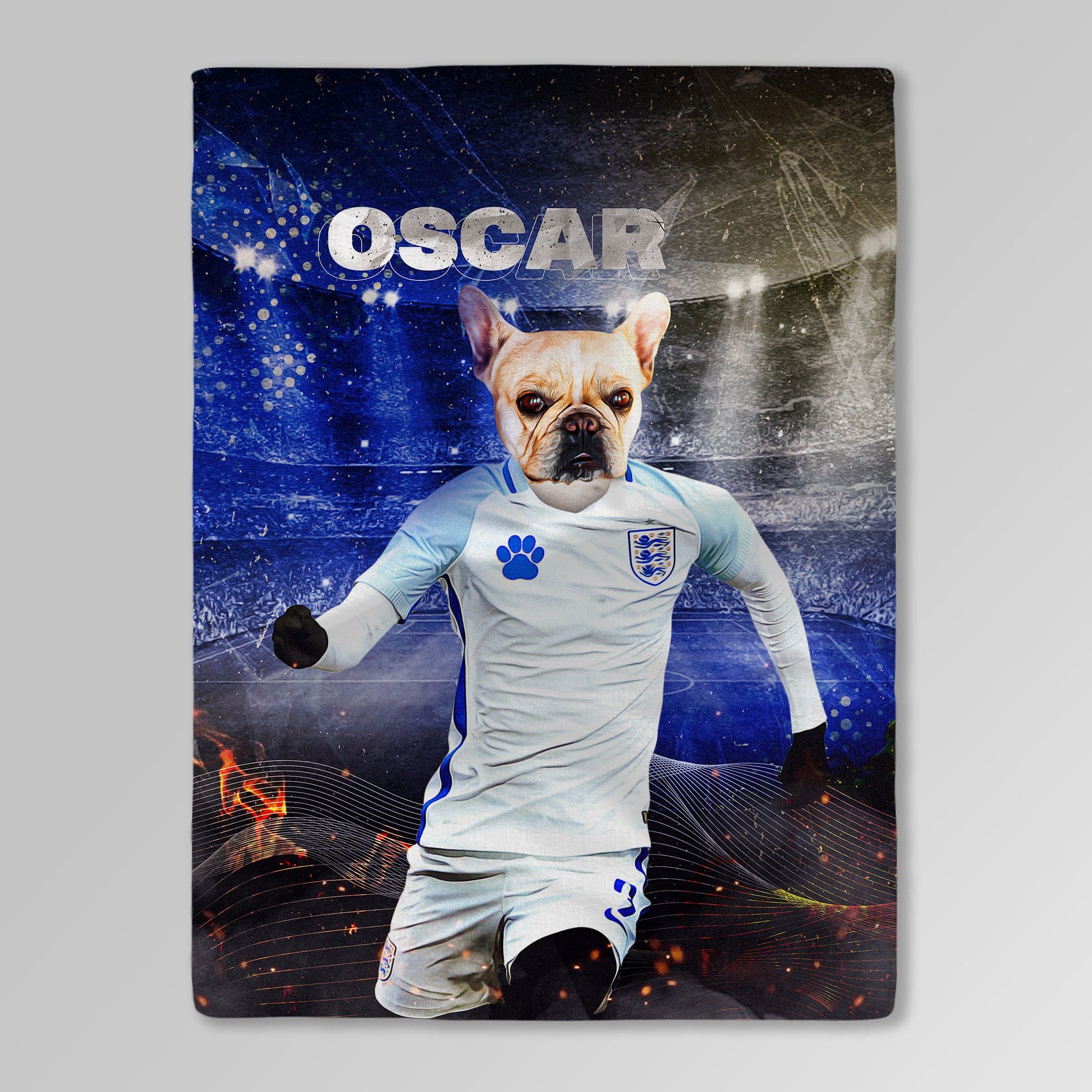 Manta personalizada para mascotas &#39;England Doggos Soccer&#39; 