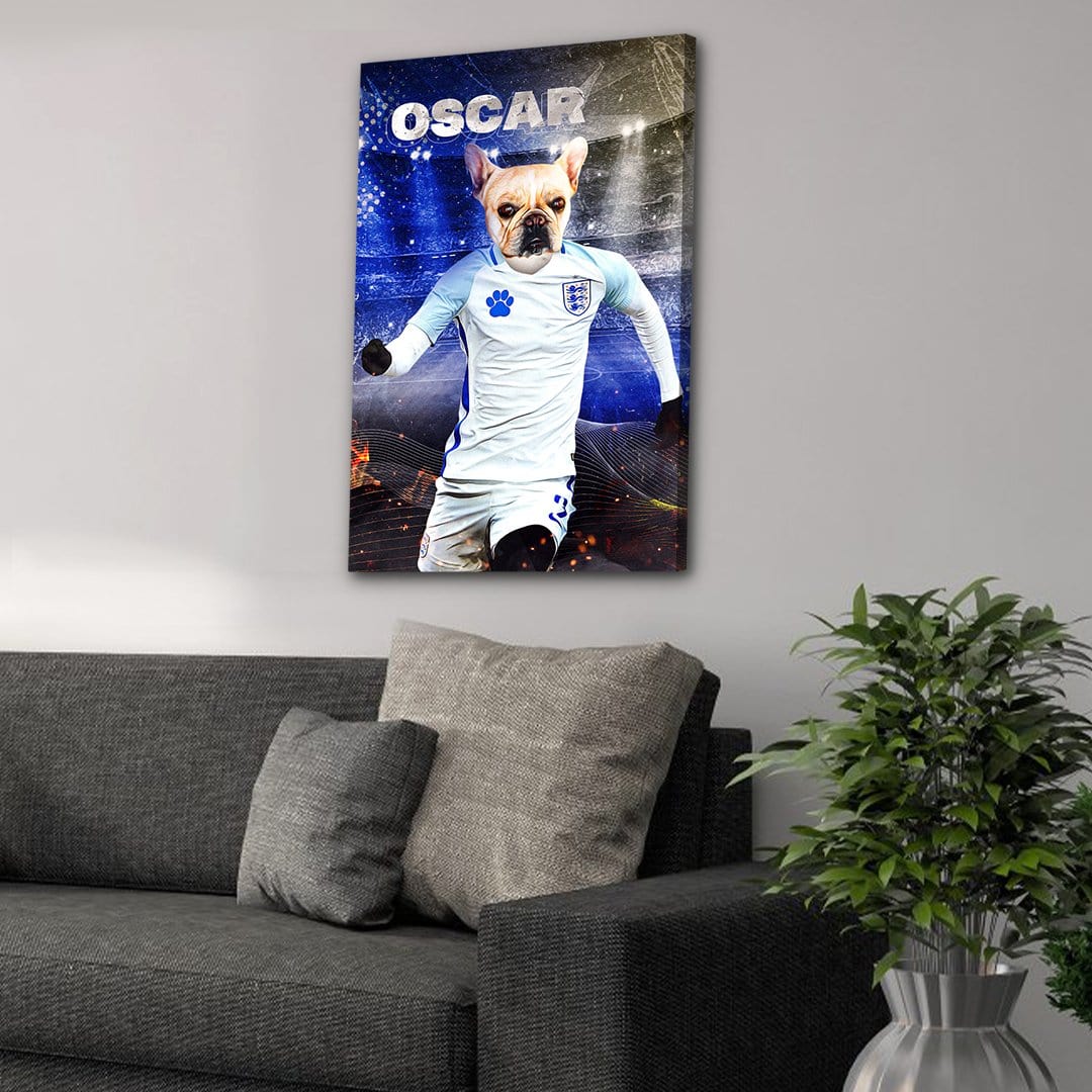 &#39;England Doggos Soccer&#39; Personalized Pet Canvas